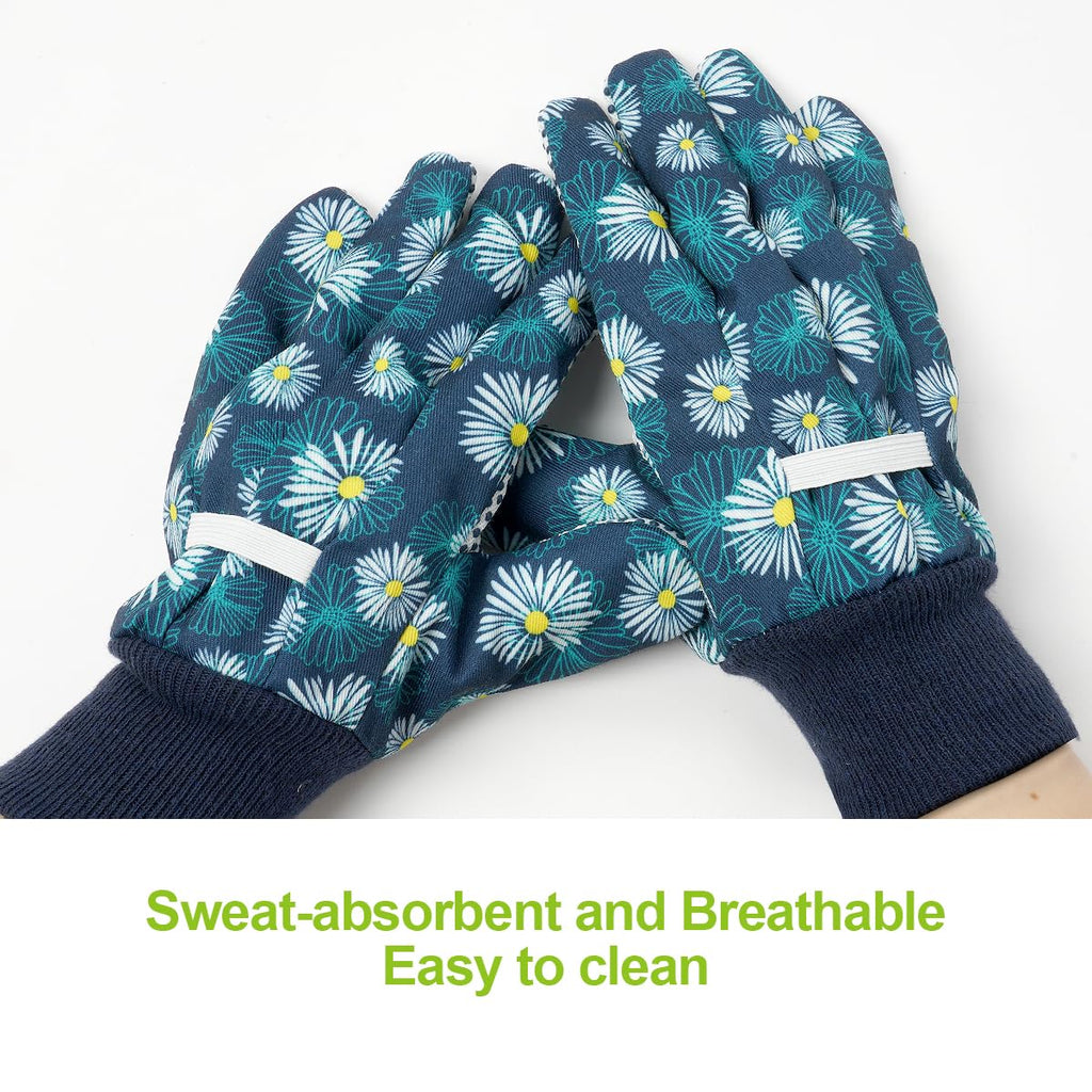 Ainiv Floral Gardening Gloves for Women/Ladies, Non-Slip Garden Work Gloves,Breathable Yard Work Glove Light Working Gloves