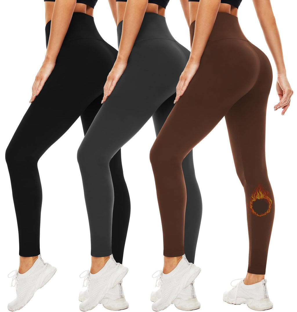FULLSOFT 3 Pack Leggings for Women High Waisted Soft Black Yoga Pants for Workout Athletic Running Reg & Plus Size