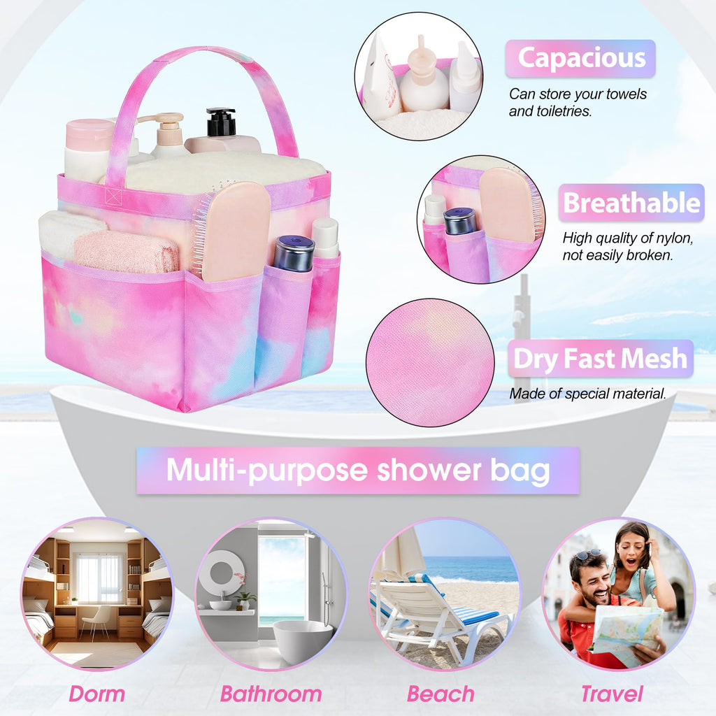 Attmu Mesh Shower Caddy Portable for College Dorm Room Camping Essentials, Shower Caddy Dorm with 9-Pockets, Large Capacity Hanging Basket Bathroom Bag for Toiletry, Swimming, Gym, Camp, Beach