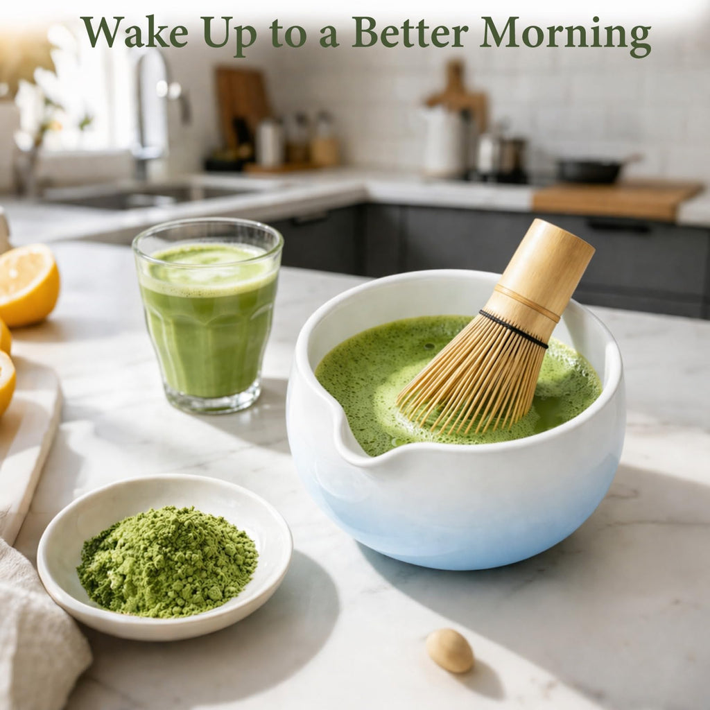 Matcha Whisk Set, Ceramic Matcha Set Includes Bowl & Holder, Bamboo Whisk (Chasen), Scoop, Spoon and Sifter, 6PCS Matcha Kit Covers Everything Needed for Making Matcha (Green)