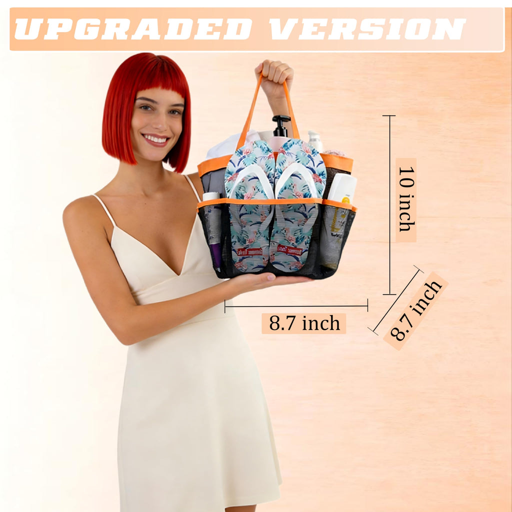 Attmu Mesh Shower Caddy Portable for College Dorm Room Camping Essentials, Shower Caddy Dorm with 9-Pockets, Large Capacity Hanging Basket Bathroom Bag for Toiletry, Swimming, Gym, Camp, Beach