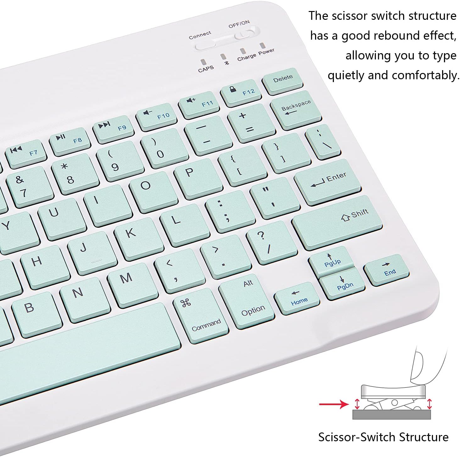 Ultra-Slim Bluetooth Keyboard Portable Mini Wireless Keyboard Rechargeable for Apple iPad iPhone Samsung Tablet Phone Smartphone iOS Android Windows (10 inch Light Green)