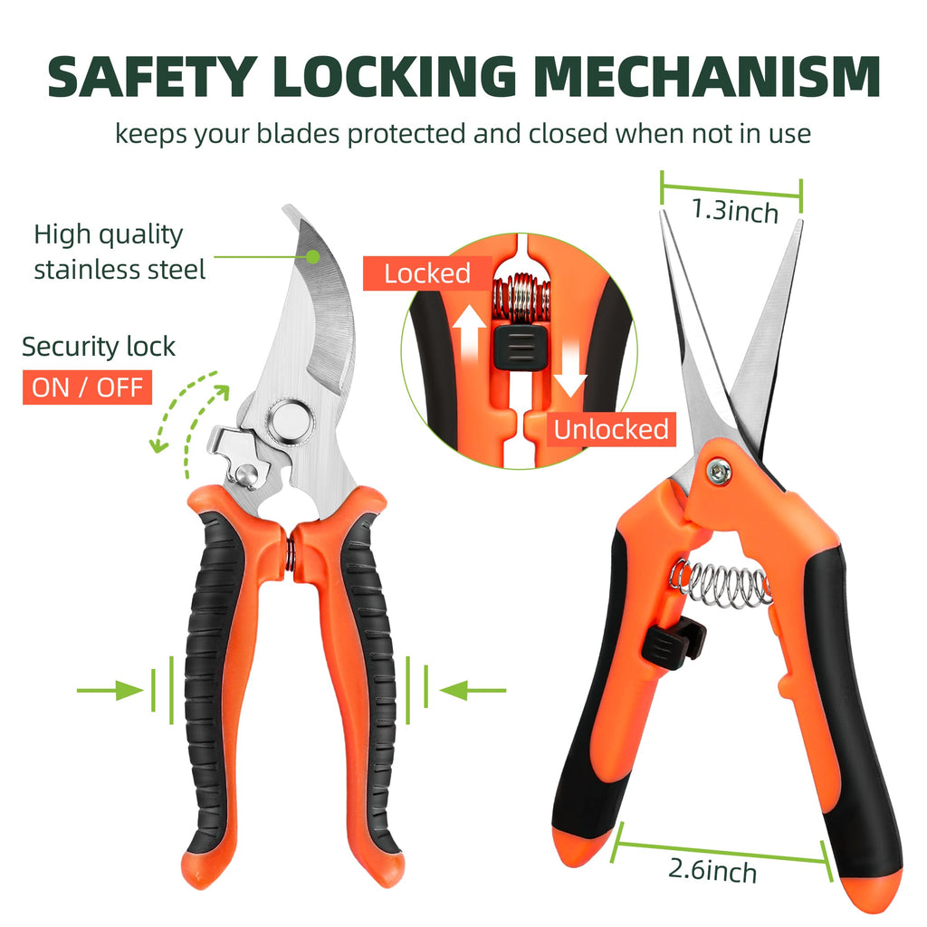 EWPJDK 3 Pack Garden Pruning Shears, Stainless Steel Shears, Gardening Shears, Scissors, Garden Clippers, Pruning Snips, Pruning Shears for Gardening Tools