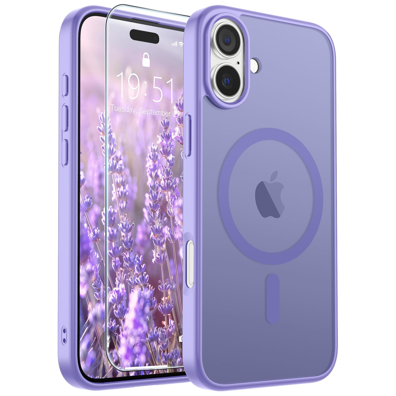 SUPFINE Magnetic for iPhone 17 Pro Max Case with Screen Protector (Compatible with MagSafe)(Military Grade Drop Protection) Translucent Matte Phone Cover,Dark Blue