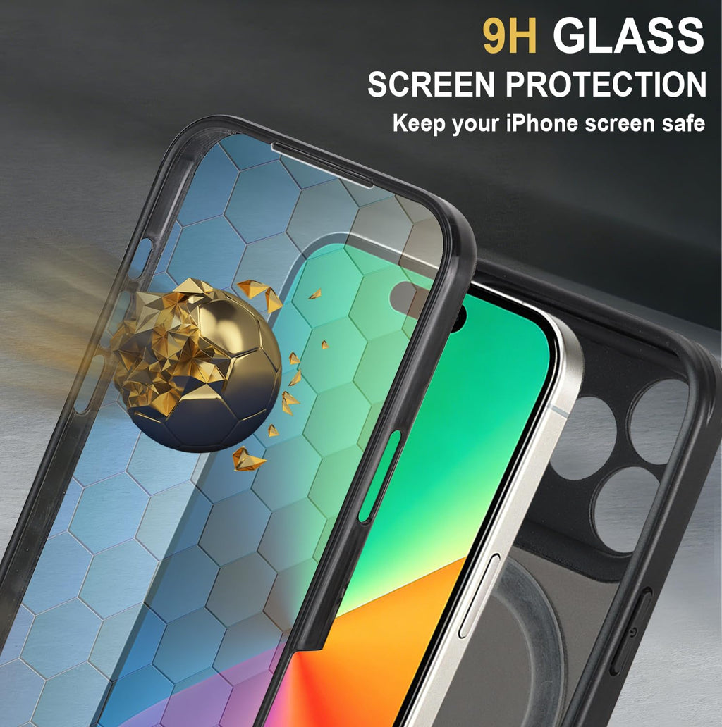 for iPhone 17 Pro Max Case Compatible with MagSafe Full-Body Magnetic Phone Case with Built-in Tempered Glass Screen Protector& Stand for iPhone17 Pro Max Cover, Orange