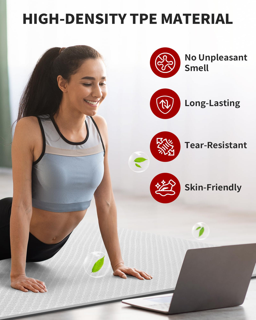 CAMBIVO Yoga Mat 72" x 48" Large Workout Mat for Home Gym Flooring | 6mm-12mm (0.24"-0.48") Extra Thick Exercise Mat for Apartment Fitness | High-Density TPE Cushioning for Joint Protection