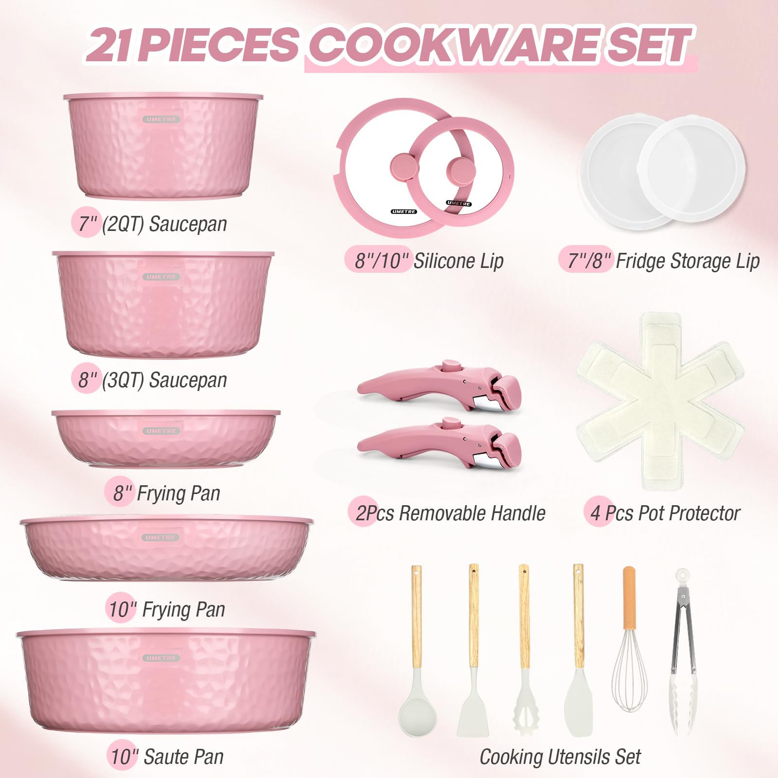 pots and Pans Set, Ceramic Nonstick Cookware Set Detachable Handle, Induction Kitchen Cookware Sets with Removable Handle, Non Stick RV Cookware Set, Dishwasher ＆ Oven Safe
