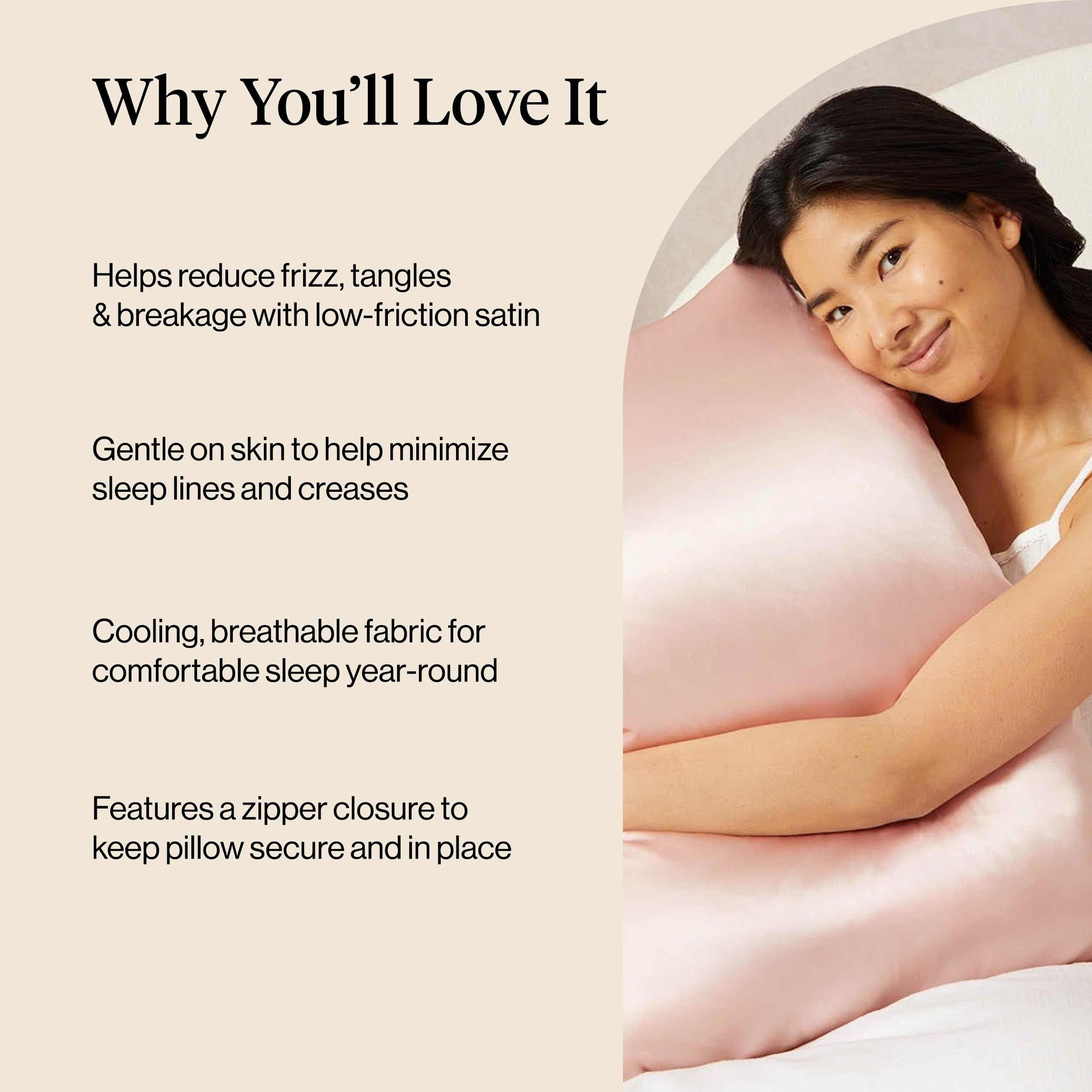 Kitsch Satin Pillowcase with Zipper - Standard Size, Leopard | Softer Than Silk Pillow Cases, Smooth Cooling Satin Pillow Case for Hair and Skin, Wrinkle-Free, Machine Washable