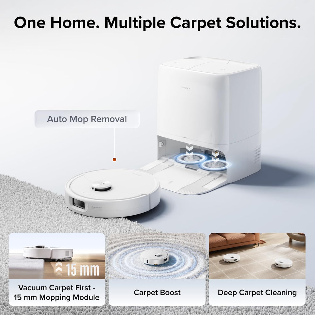 roborock Qrevo S5V Robot Vacuum and Mop, FlexiArm Edge Mopping, 12,000Pa Suction, Dual Zero-Tangle System, Smart Obstacle Avoidance, 10mm Mop Lifting, Auto Mop Washing&Drying, Self-Emptying&Refilling