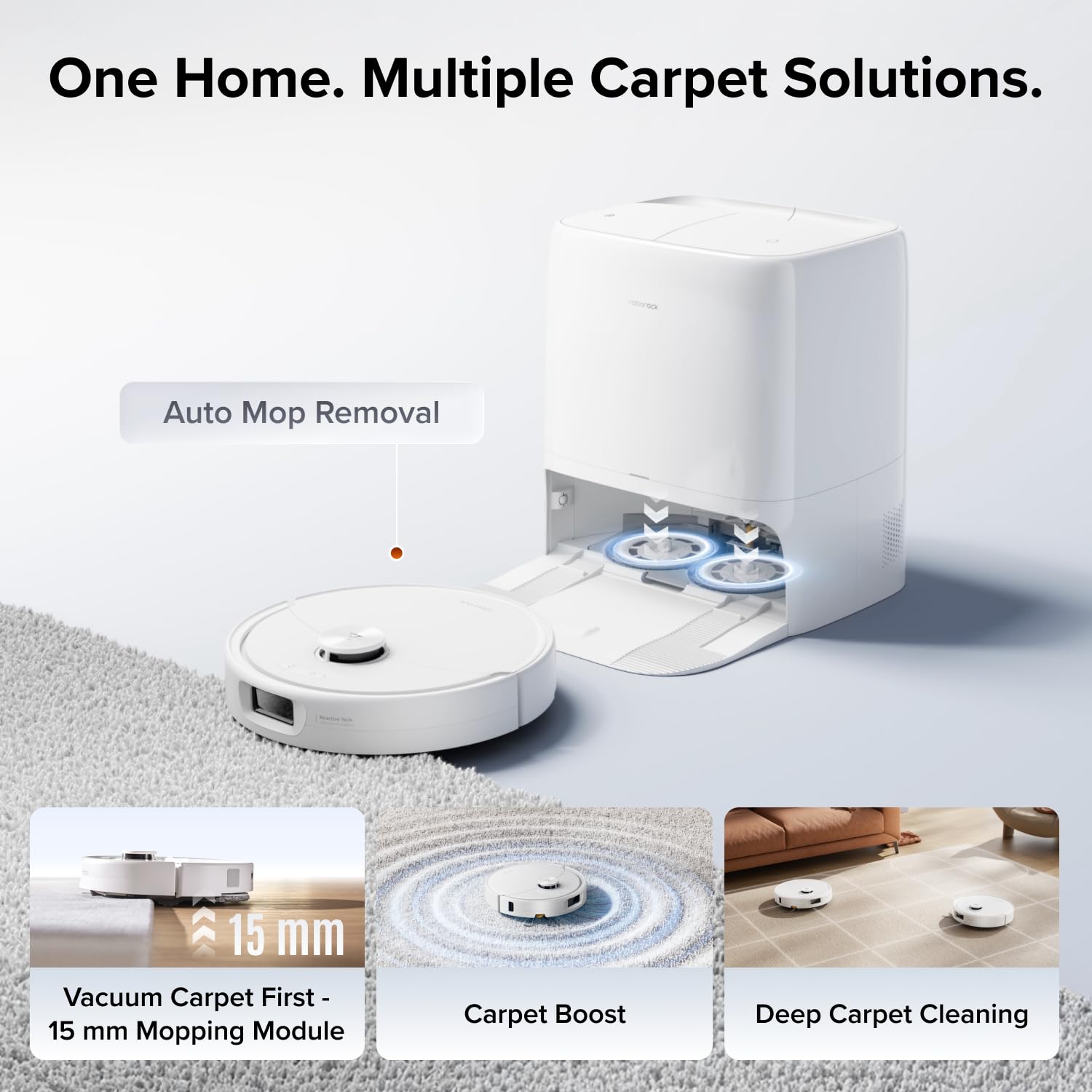 roborock Qrevo S5V Robot Vacuum and Mop, FlexiArm Edge Mopping, 12,000Pa Suction, Dual Zero-Tangle System, Smart Obstacle Avoidance, 10mm Mop Lifting, Auto Mop Washing&Drying, Self-Emptying&Refilling