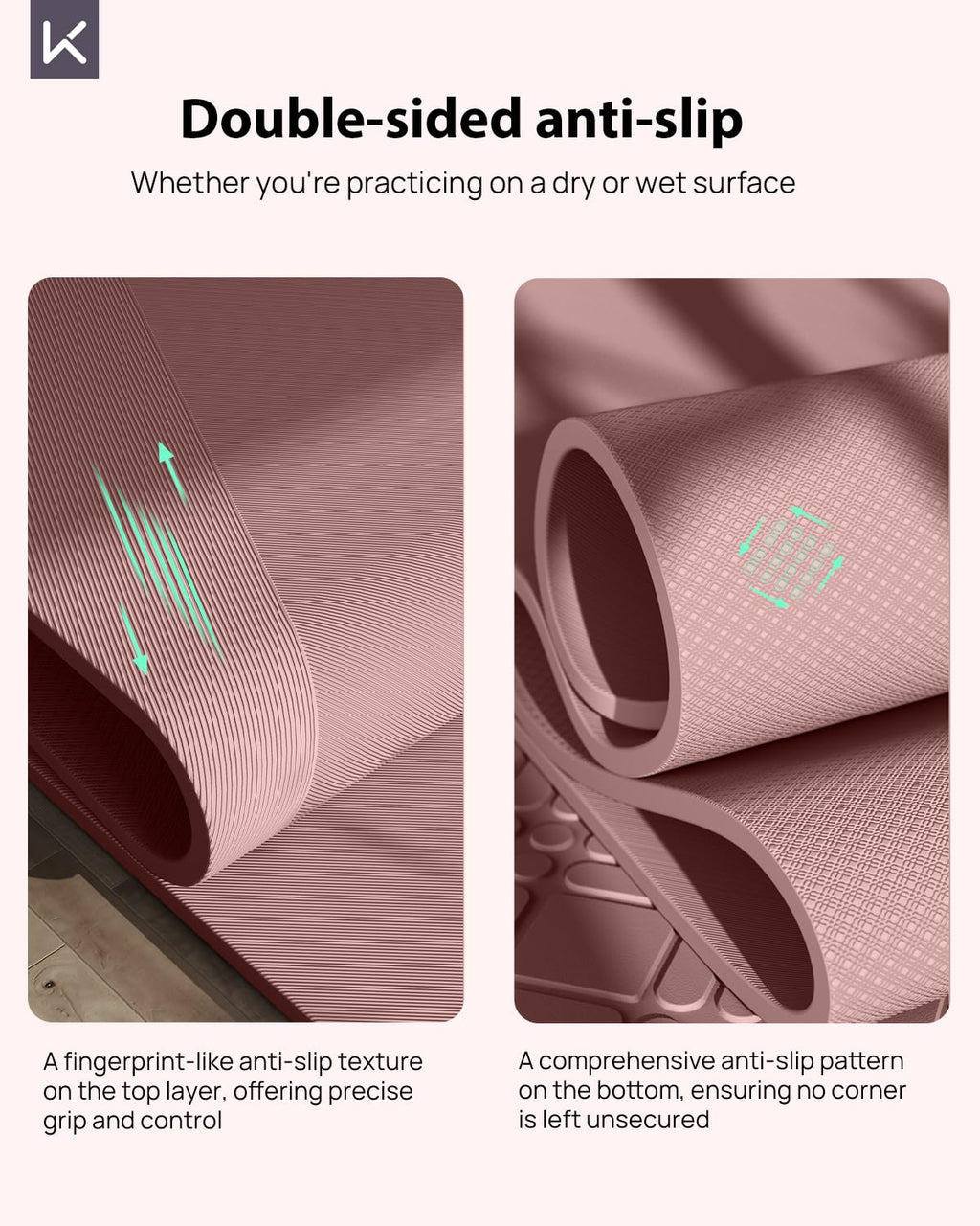 KEEP Extra Wide Yoga Mat, 7mm Thick 72" x 32" Exercise Mat | 7mm thick Extra wide yoga mat with carry strap for home workout, yoga, exercise and Pilates