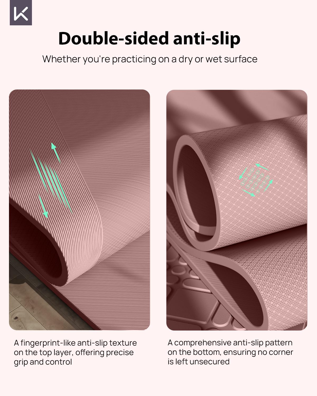 KEEP Extra Wide Yoga Mat, 7mm Thick 72" x 32" Exercise Mat | 7mm thick Extra wide yoga mat with carry strap for home workout, yoga, exercise and Pilates
