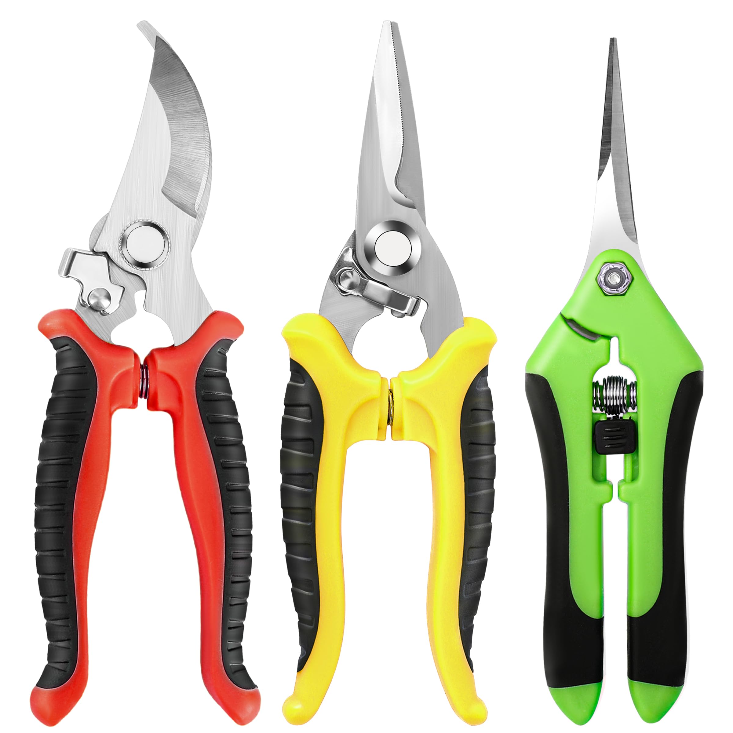 EWPJDK 3 Pack Garden Pruning Shears, Stainless Steel Shears, Gardening Shears, Scissors, Garden Clippers, Pruning Snips, Pruning Shears for Gardening Tools