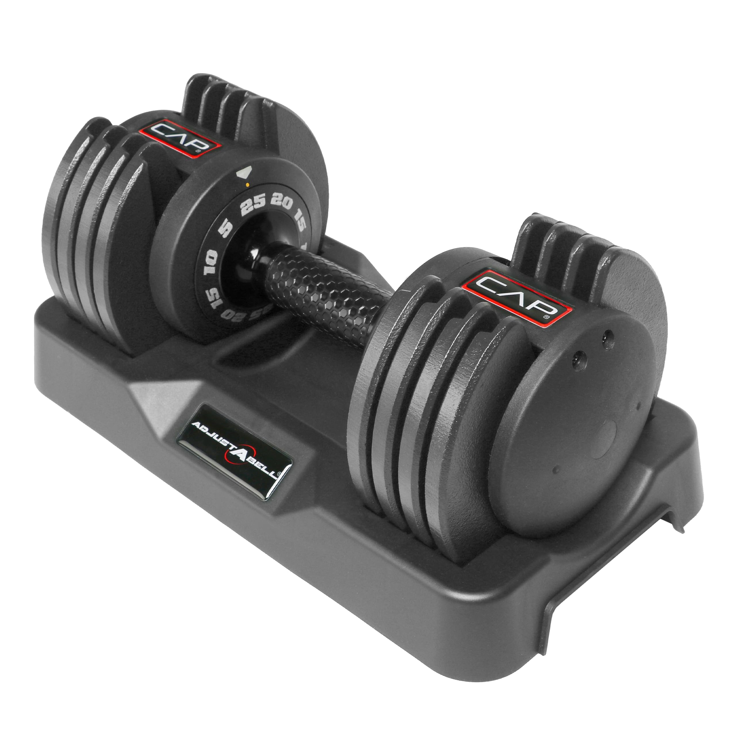 CAP ADJUSTABELL Adjustable Dumbbell Set, Premium Quick Select Adjustable Weights for Strength Training, Singles & Pairs, 12.5 LB, 25 LB & 55 LB, Round & Hex Dumbbells, Multiple Grip Handle Options
