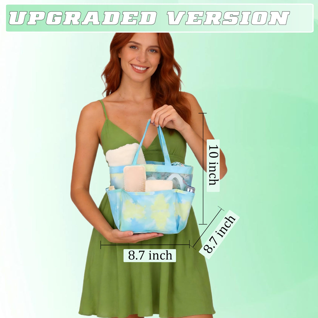Attmu Mesh Shower Caddy Portable for College Dorm Room Camping Essentials, Shower Caddy Dorm with 9-Pockets, Large Capacity Hanging Basket Bathroom Bag for Toiletry, Swimming, Gym, Camp, Beach