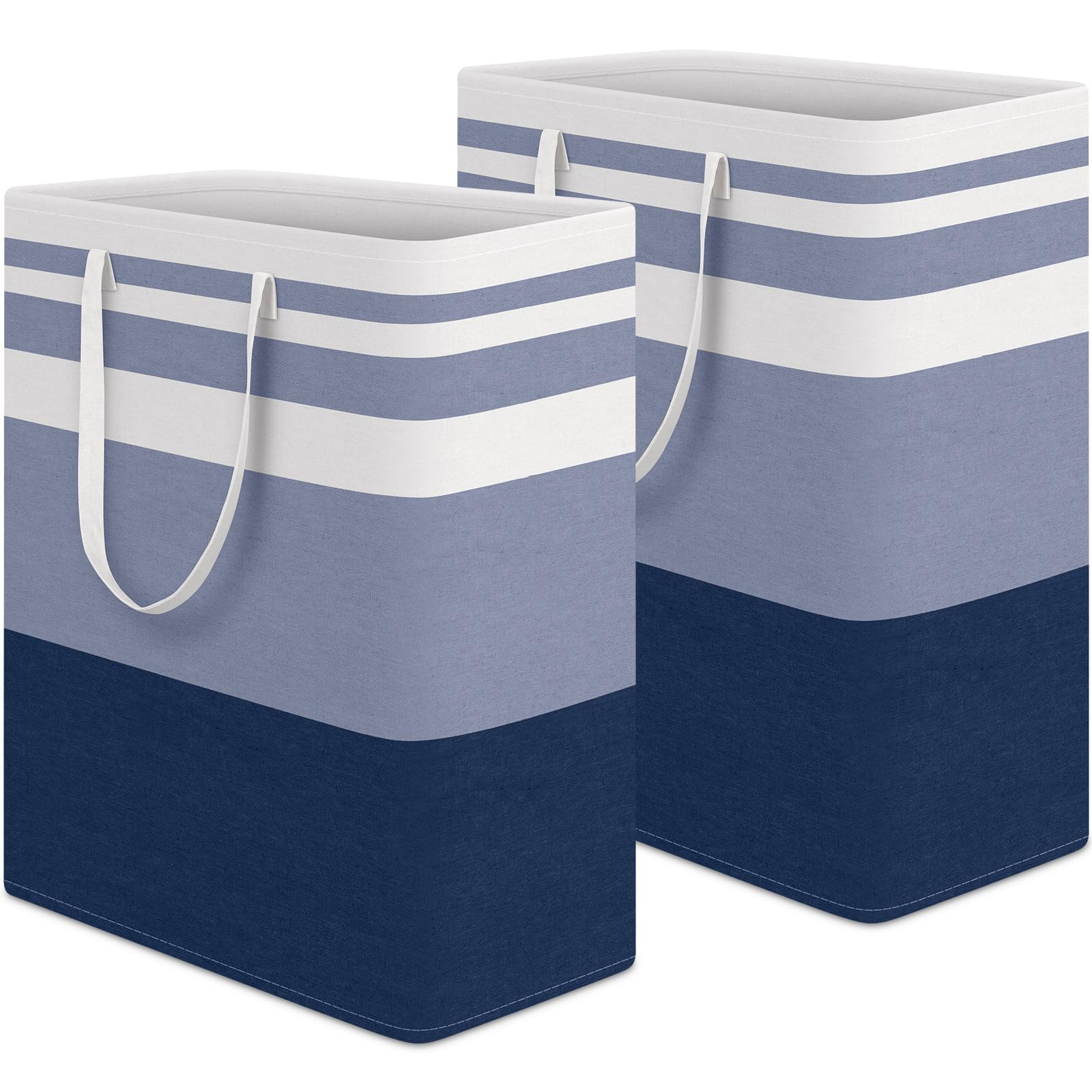 HomeHacks 2 Pack Large Laundry Baskets, Waterproof, Freestanding Laundry Hampers, Collapsible Clothes Hamper with Reinforced Handles in Laundry Room, College Dorm, Bathroom, Bedroom (Grey, 75Lx2)
