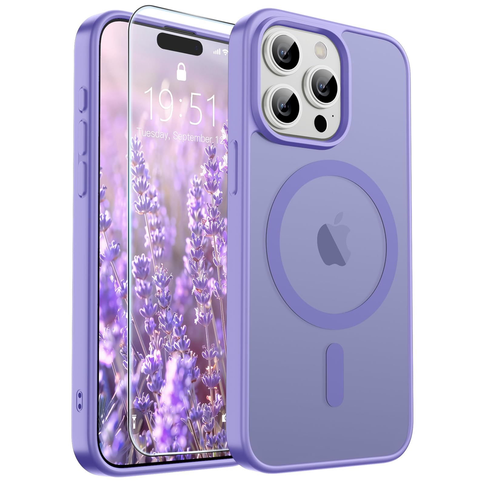 SUPFINE Magnetic for iPhone 17 Pro Max Case with Screen Protector (Compatible with MagSafe)(Military Grade Drop Protection) Translucent Matte Phone Cover,Dark Blue