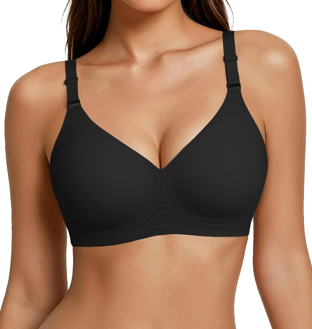 Jelly Bras for Women Wireless Push Up Bra V Neck Seamless Full Coverage Bralette No Underwire Comfy Everyday Bra