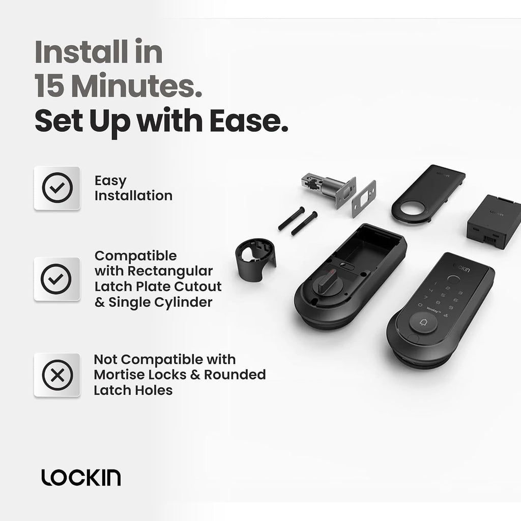 Lockin Venoris Smart Lock - Palm Vein & Fingerprint Keyless Entry Door Lock - 6 Unlock Methods - Built-in WiFi - Smart Home Compatible - No Monthly Subscription - 7-Month Battery Life