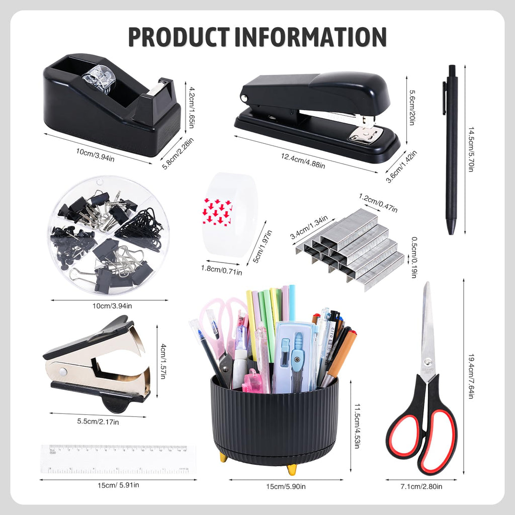 Gawsey Pink Desk Organizers and Accessories with Desk Organizer 360° Rotating Pen Holder and Office Supplies, Cute Stationery Supplies Set