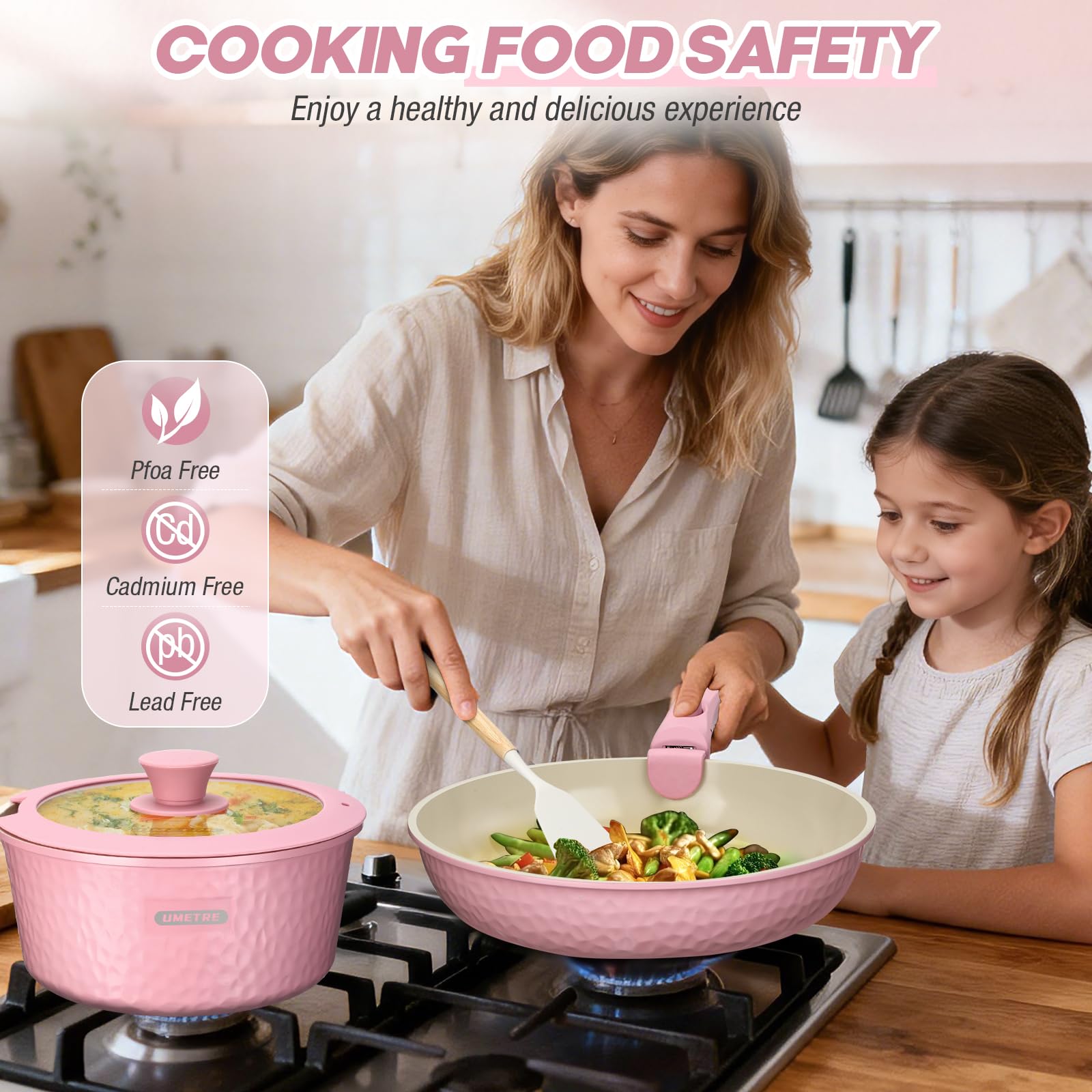 pots and Pans Set, Ceramic Nonstick Cookware Set Detachable Handle, Induction Kitchen Cookware Sets with Removable Handle, Non Stick RV Cookware Set, Dishwasher ＆ Oven Safe