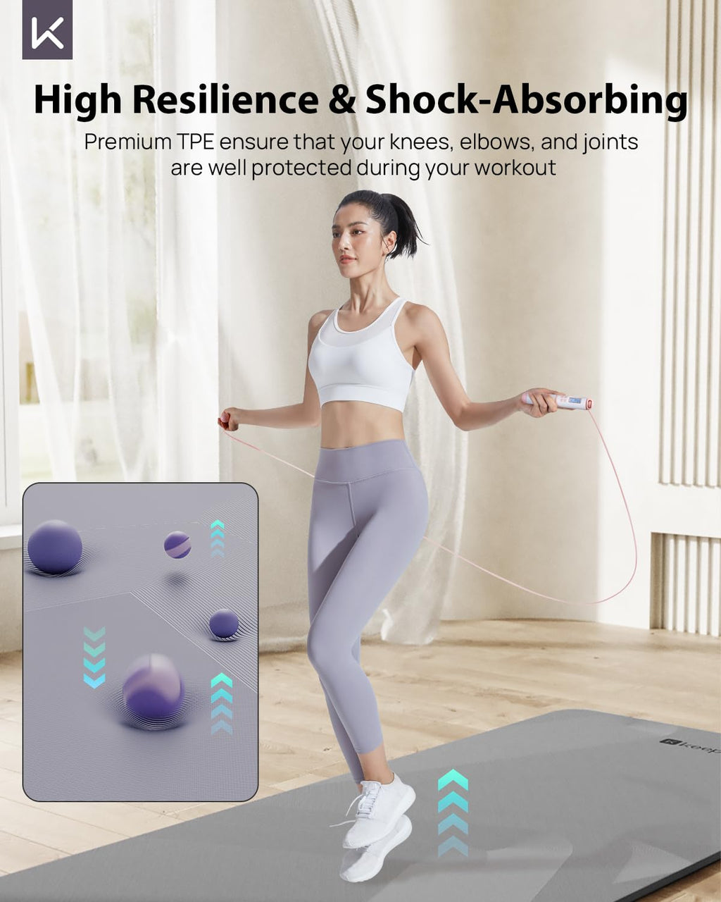 KEEP Extra Wide Yoga Mat, 7mm Thick 72" x 32" Exercise Mat | 7mm thick Extra wide yoga mat with carry strap for home workout, yoga, exercise and Pilates