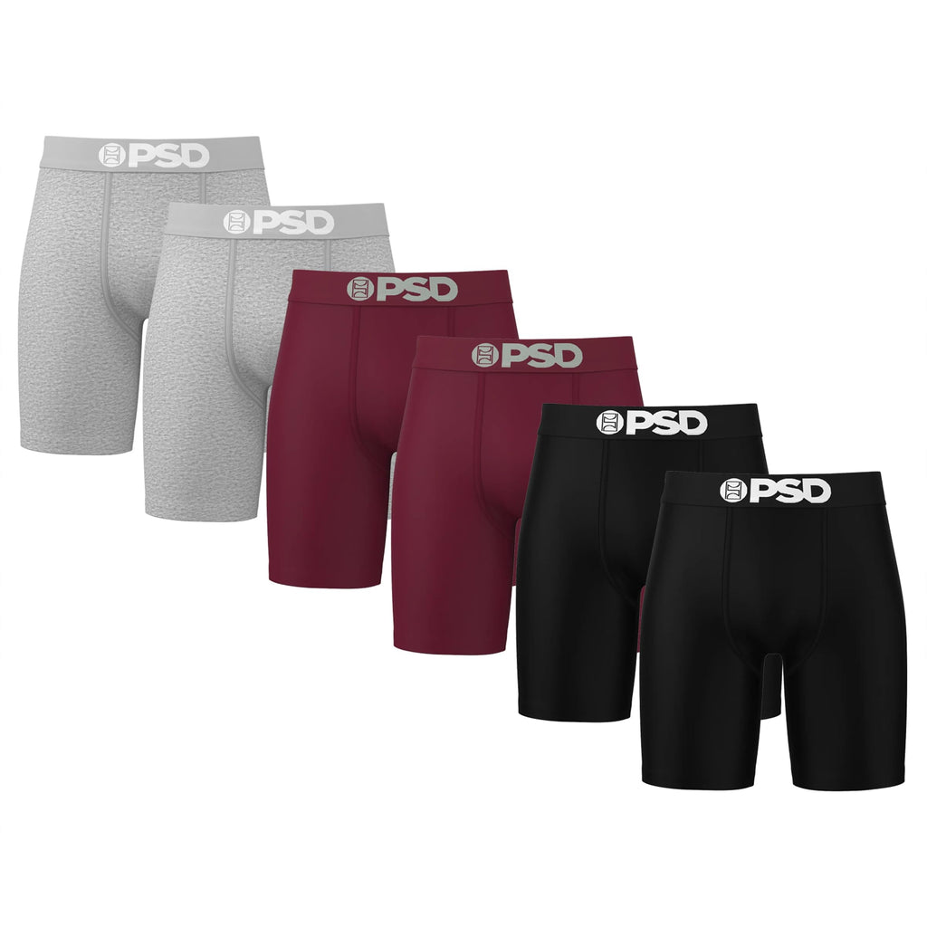 PSD Underwear Mens Boxer Briefs - 3 & 6 Pack, Mid & Standard Length, Soft & Breathable Boxer Briefs for Men