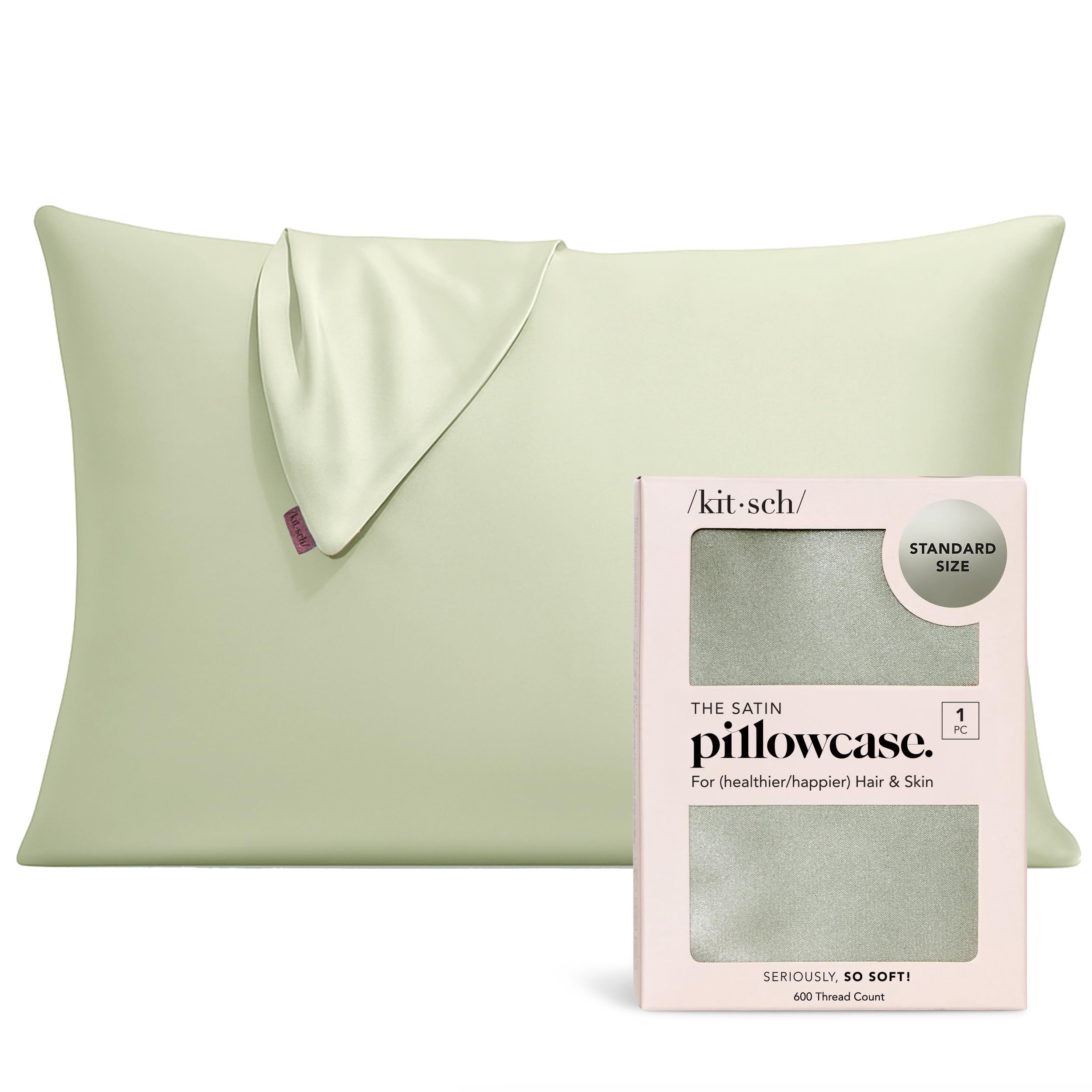 Kitsch Satin Pillowcase with Zipper - Standard Size, Leopard | Softer Than Silk Pillow Cases, Smooth Cooling Satin Pillow Case for Hair and Skin, Wrinkle-Free, Machine Washable