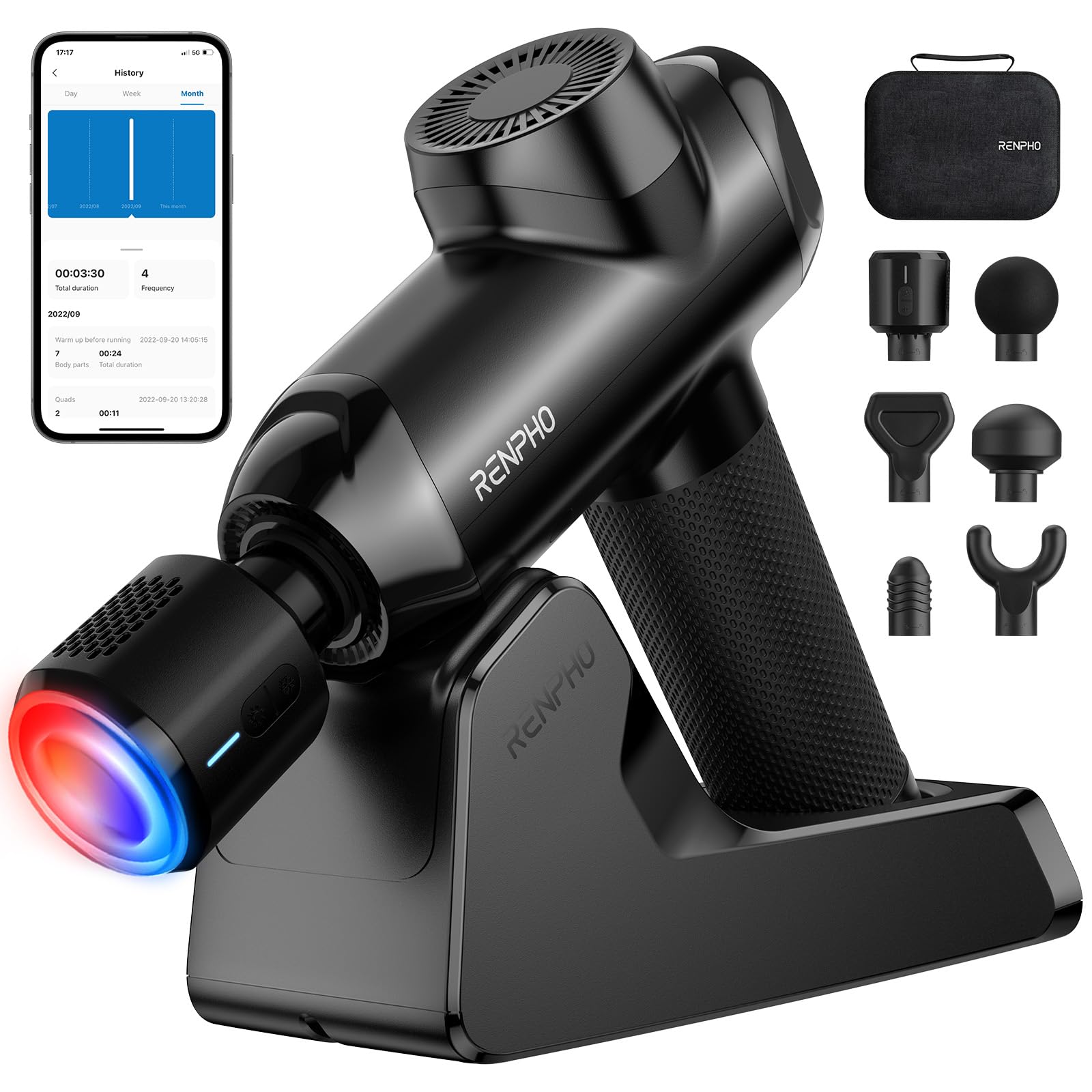 RENPHO Active Thermacool 2 Massage Gun with Heat and Cold, VA Display | Handheld 10mm Deep Tissue Massager for Neck, Back, Muscle Comfort, FSA Eligible Gift for Men, Athletes, Women, HSA