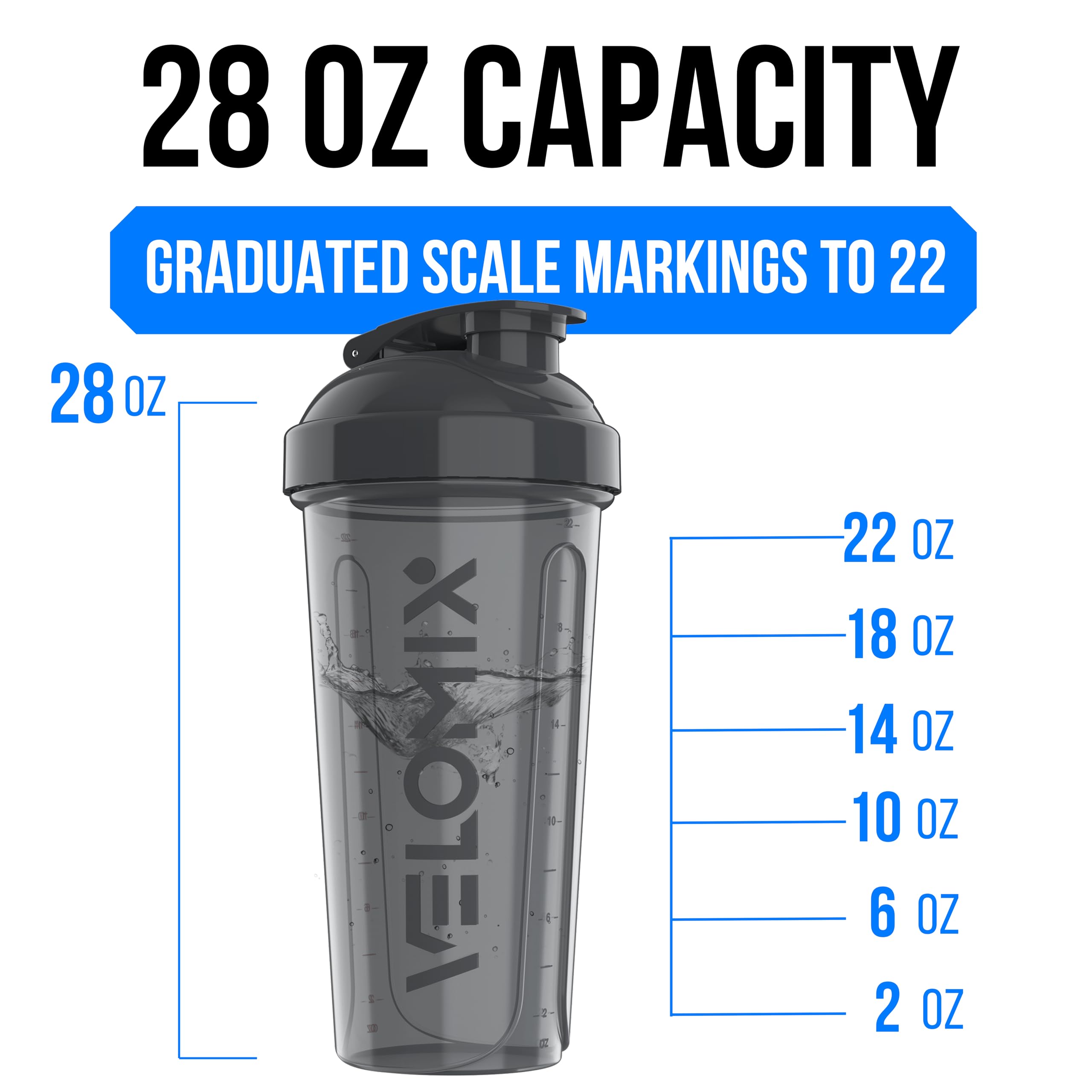 VELOMIX 6 Pack 28 oz Protein Shaker Bottle for Mixes - 6 Wire Whisk Balls | Leak Proof Cups for Supplements | BPA-Free Gym & Fitness (Earth Tones Collection)