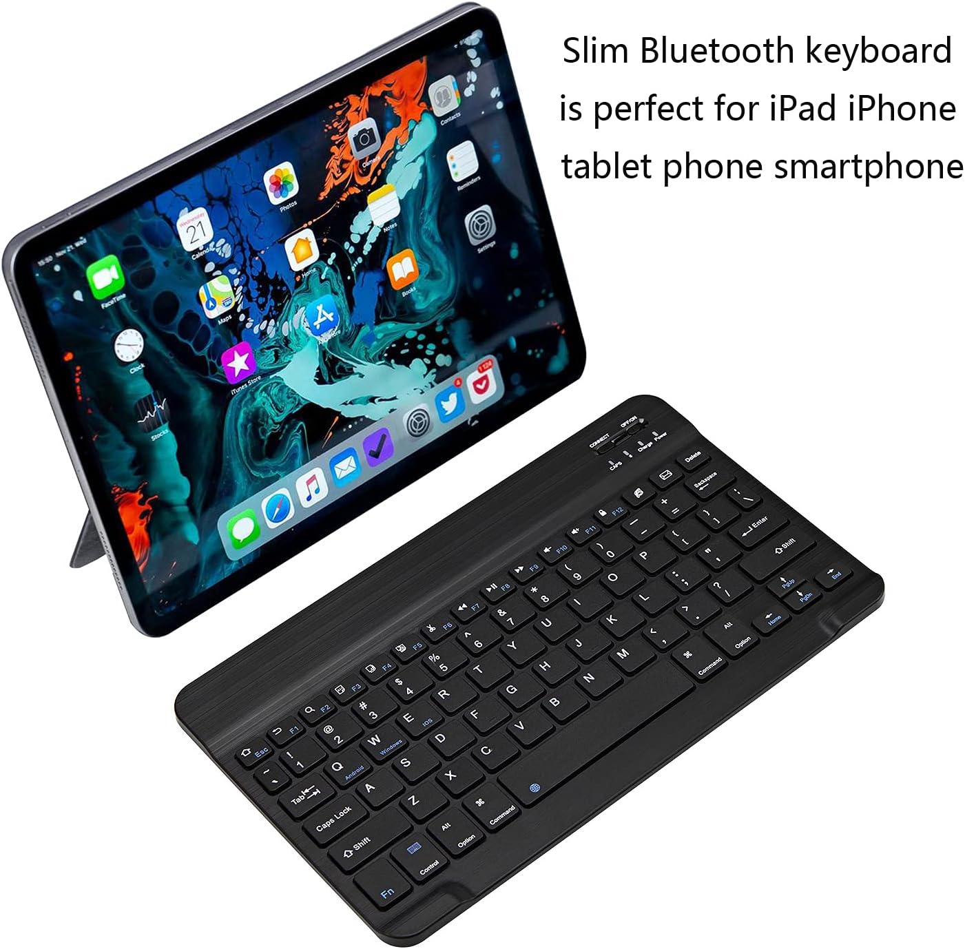 Ultra-Slim Bluetooth Keyboard Portable Mini Wireless Keyboard Rechargeable for Apple iPad iPhone Samsung Tablet Phone Smartphone iOS Android Windows (10 inch Light Green)