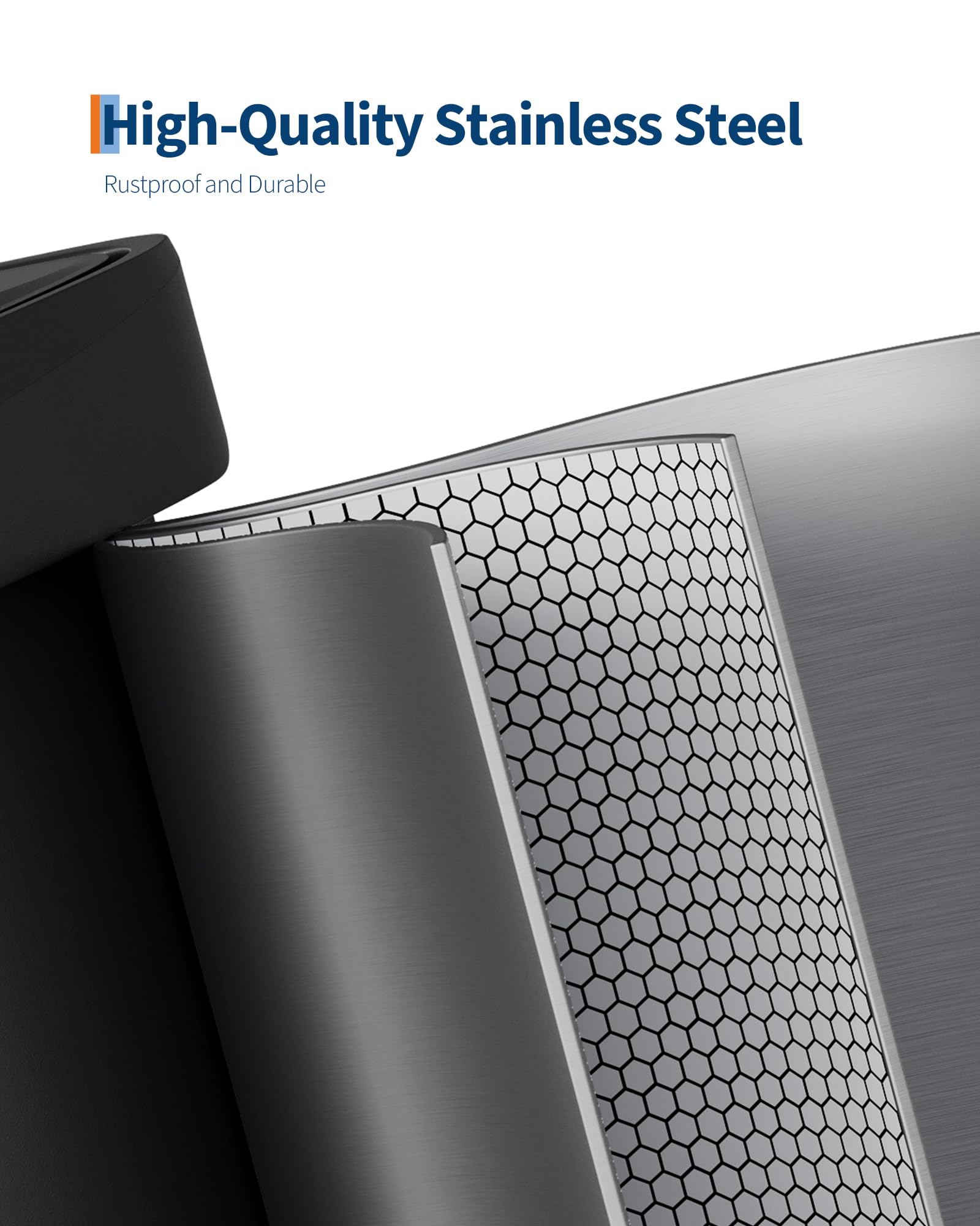 Garvee 13 gal / 50 L Stainless Steel Trash Can with Lid, Large Garbage Can for Kitchen, Rustproof Step-on Kitchen Metal Trash Bin with Liner Rim, Rear Handle, Soft Close Plastic Lid, Silver