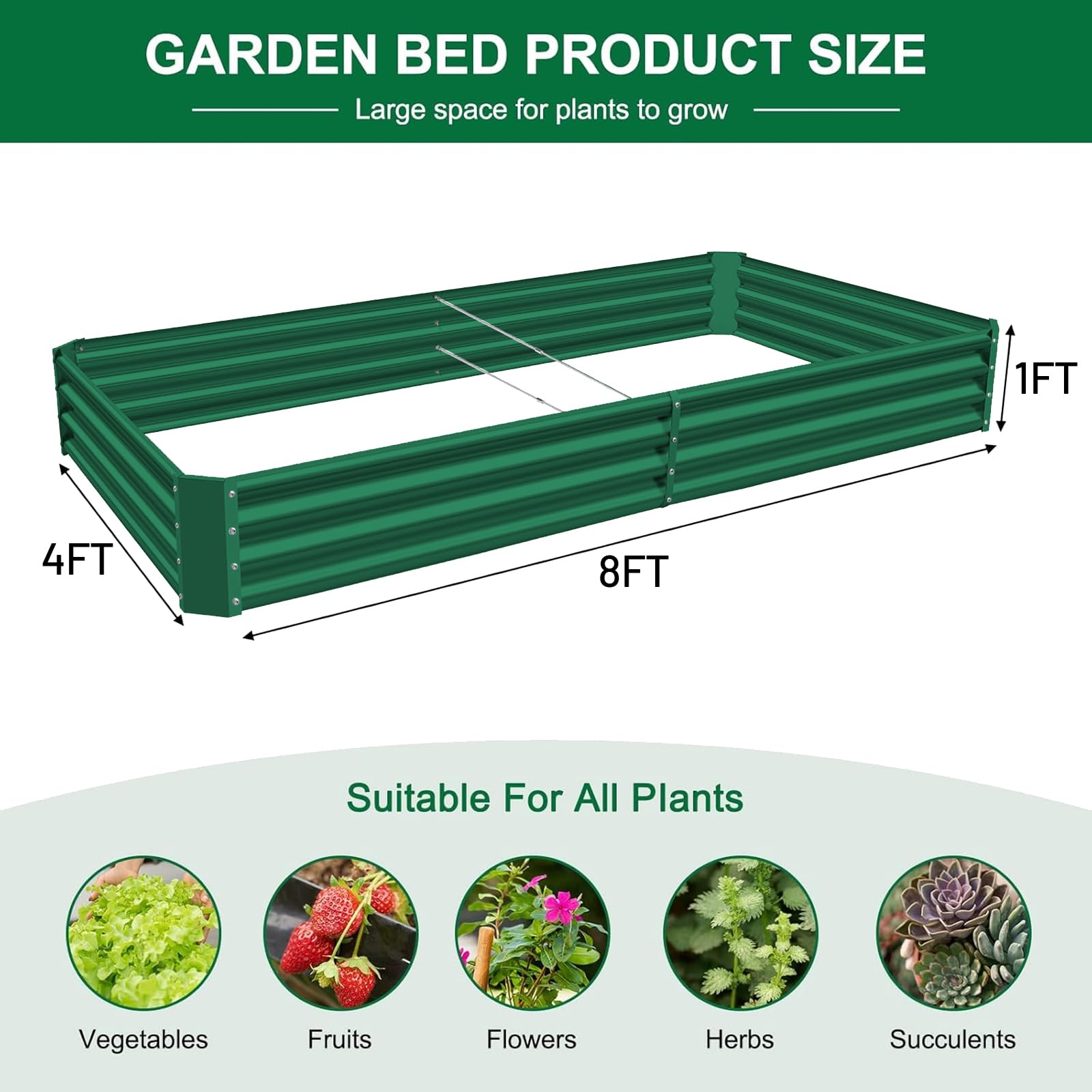 Land Guard 3 Pack 8×4×1ft Galvanized Metal Raised Garden Bed, Metal Planter Kit Box Outdoor for Deep-Rooted Vegetables, Flowers, Green and Herbs, Silver