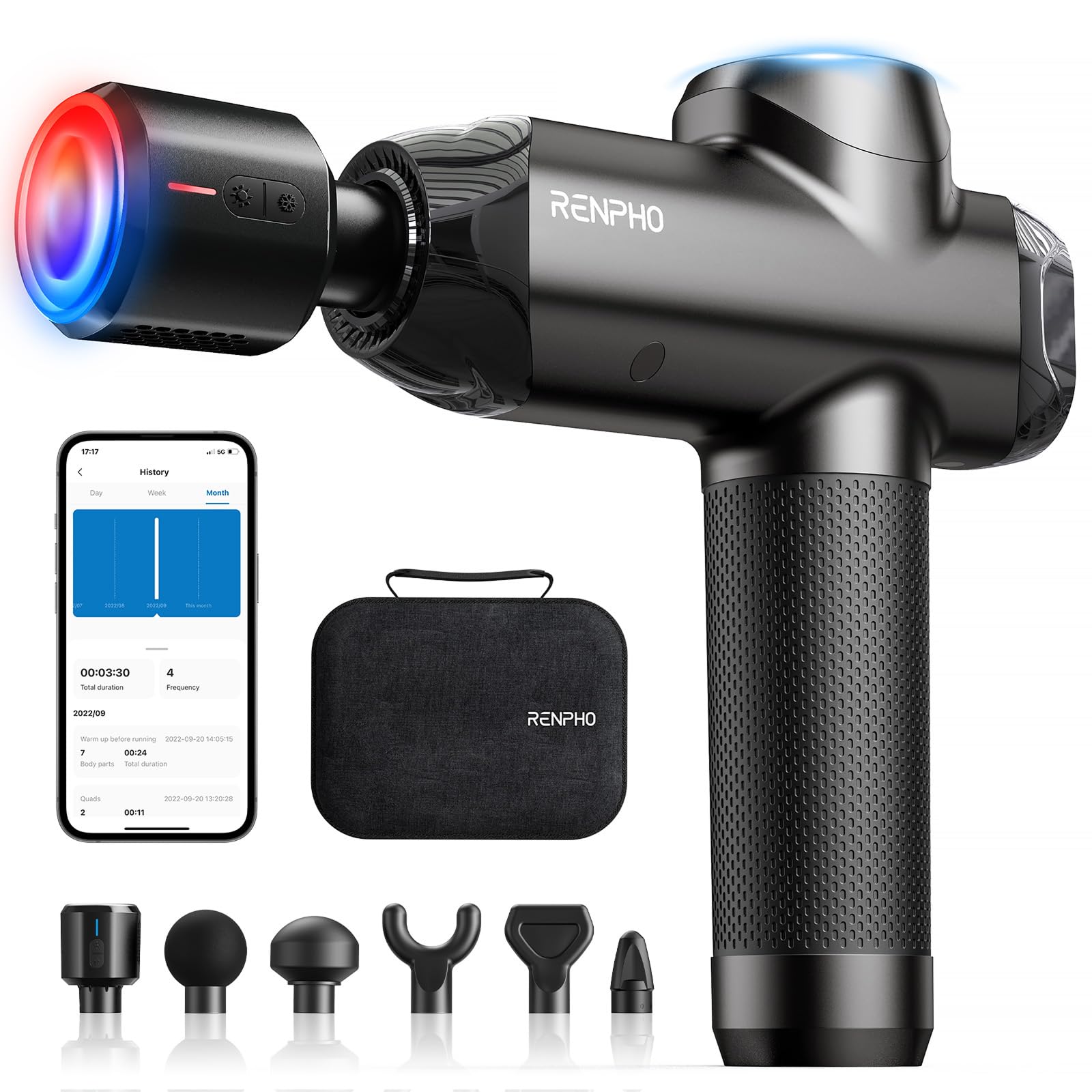 RENPHO Active Thermacool 2 Massage Gun with Heat and Cold, VA Display | Handheld 10mm Deep Tissue Massager for Neck, Back, Muscle Comfort, FSA Eligible Gift for Men, Athletes, Women, HSA