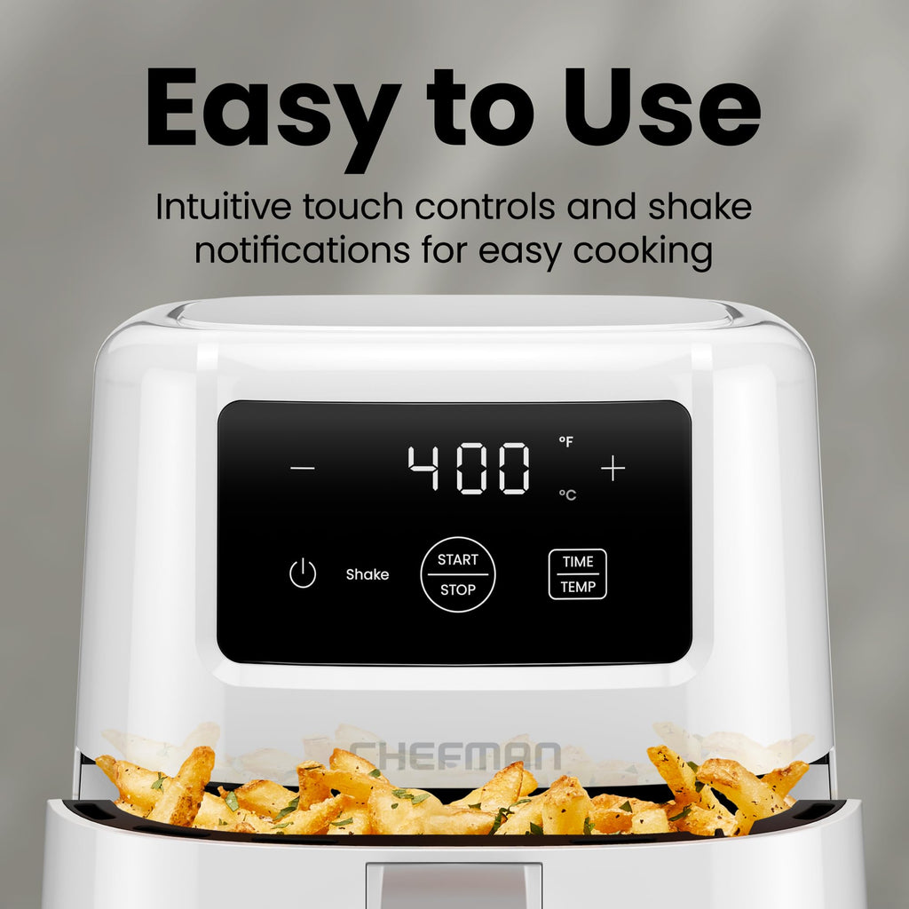 CHEFMAN 2 Qt Mini Air Fryer – Digital Space-Saving Compact Air Fryer with Nonstick and Dishwasher Safe Basket, Quick & Easy Meals in Minutes, Features Digital Timer and Shake Reminder – Black