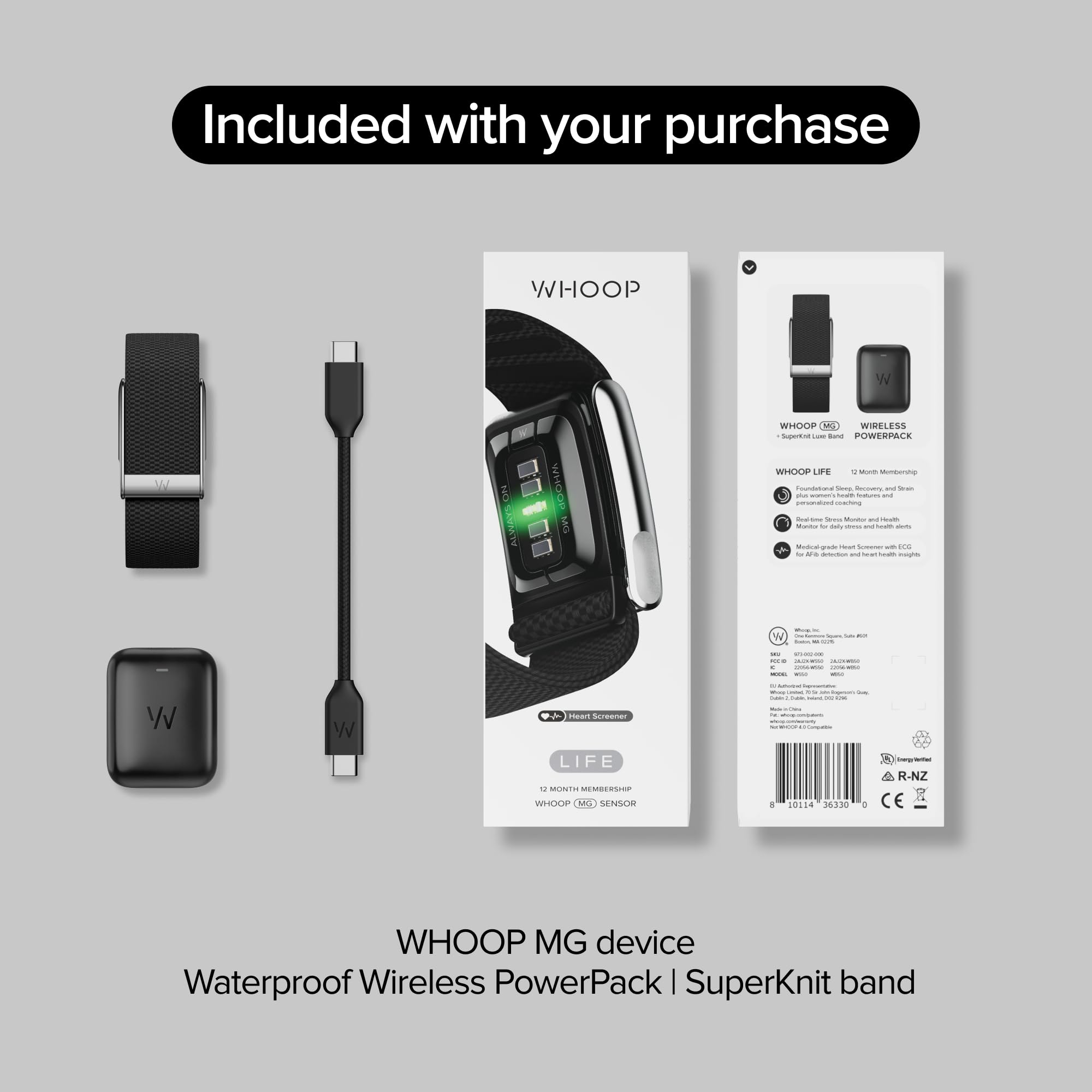 WHOOP 5.0/MG Activity Tracker - 12 Month Membership - Health and Fitness Wearable – 24/7 Activity and Sleep Tracker, Personalized Coaching, Menstrual Cycle Insights – 14+ Days Battery Life