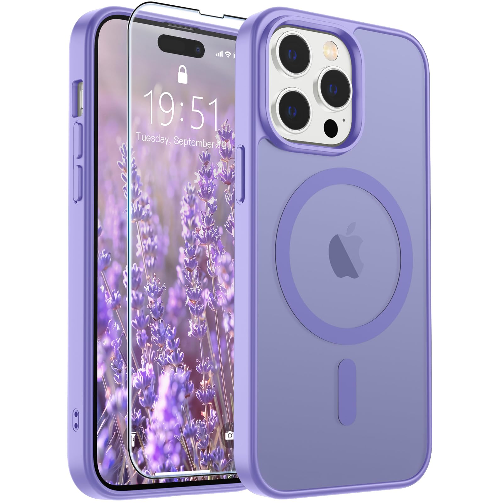 SUPFINE Magnetic for iPhone 17 Pro Max Case with Screen Protector (Compatible with MagSafe)(Military Grade Drop Protection) Translucent Matte Phone Cover,Dark Blue