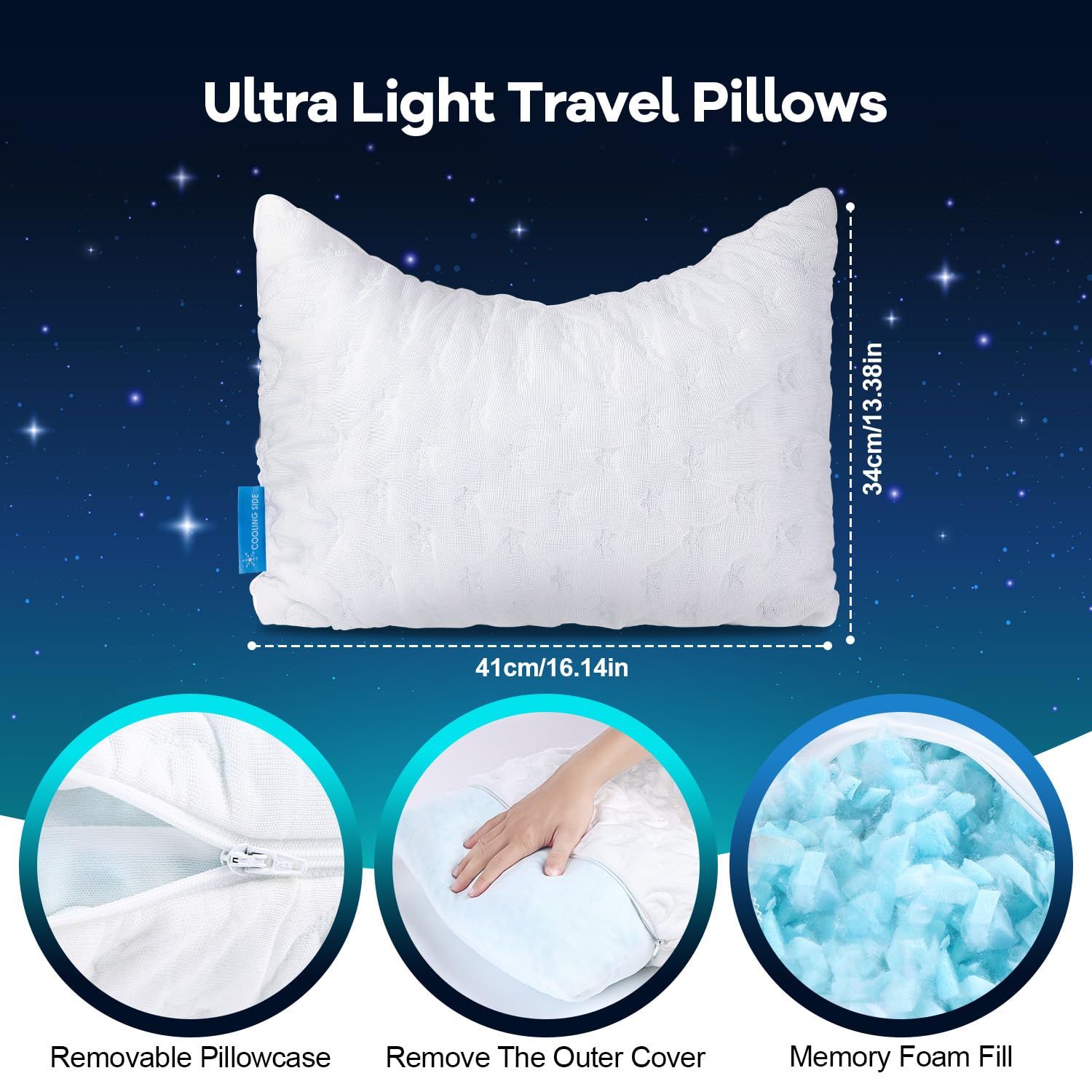 KUCEY Cooling Side Sleeper Pillow for Neck and Shoulder Pain, Luxury Shredded Memory Foam Curved Bed Pillows for Sleeping Set of 1- Adjustable Queen Size- Washable Cover Crescent White
