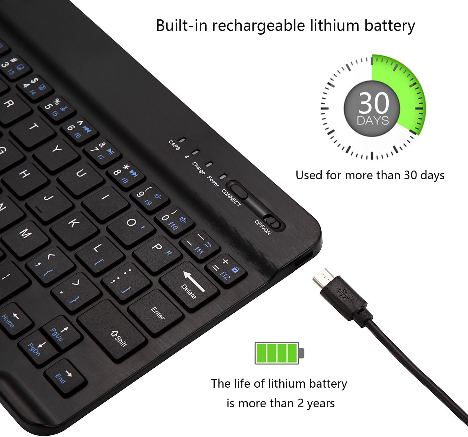 Ultra-Slim Bluetooth Keyboard Portable Mini Wireless Keyboard Rechargeable for Apple iPad iPhone Samsung Tablet Phone Smartphone iOS Android Windows (10 inch Light Green)
