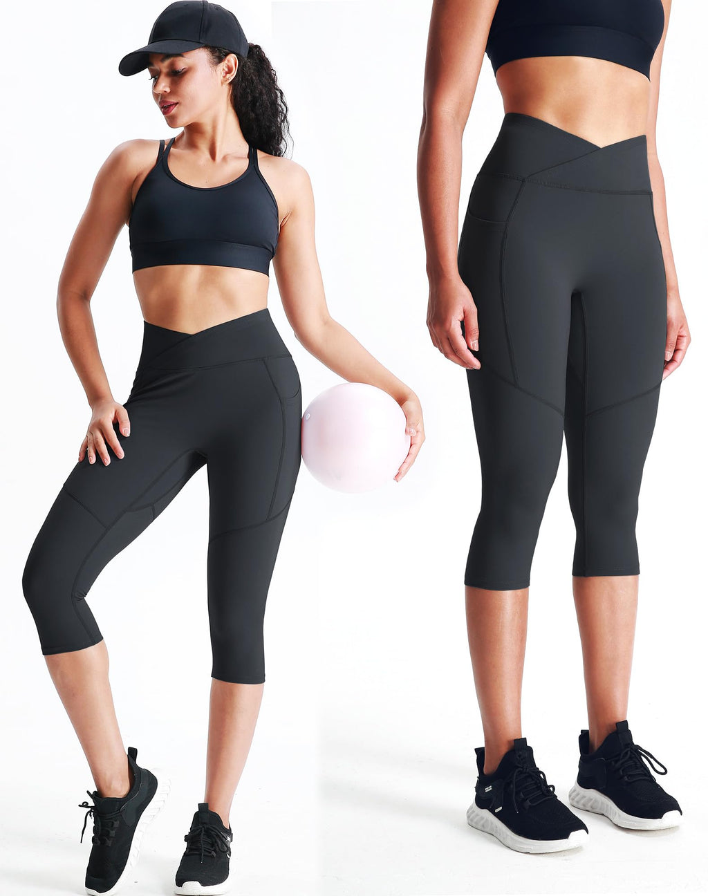 NELEUS Women's Yoga Running Capris Tummy Control High Waist Workout Pants