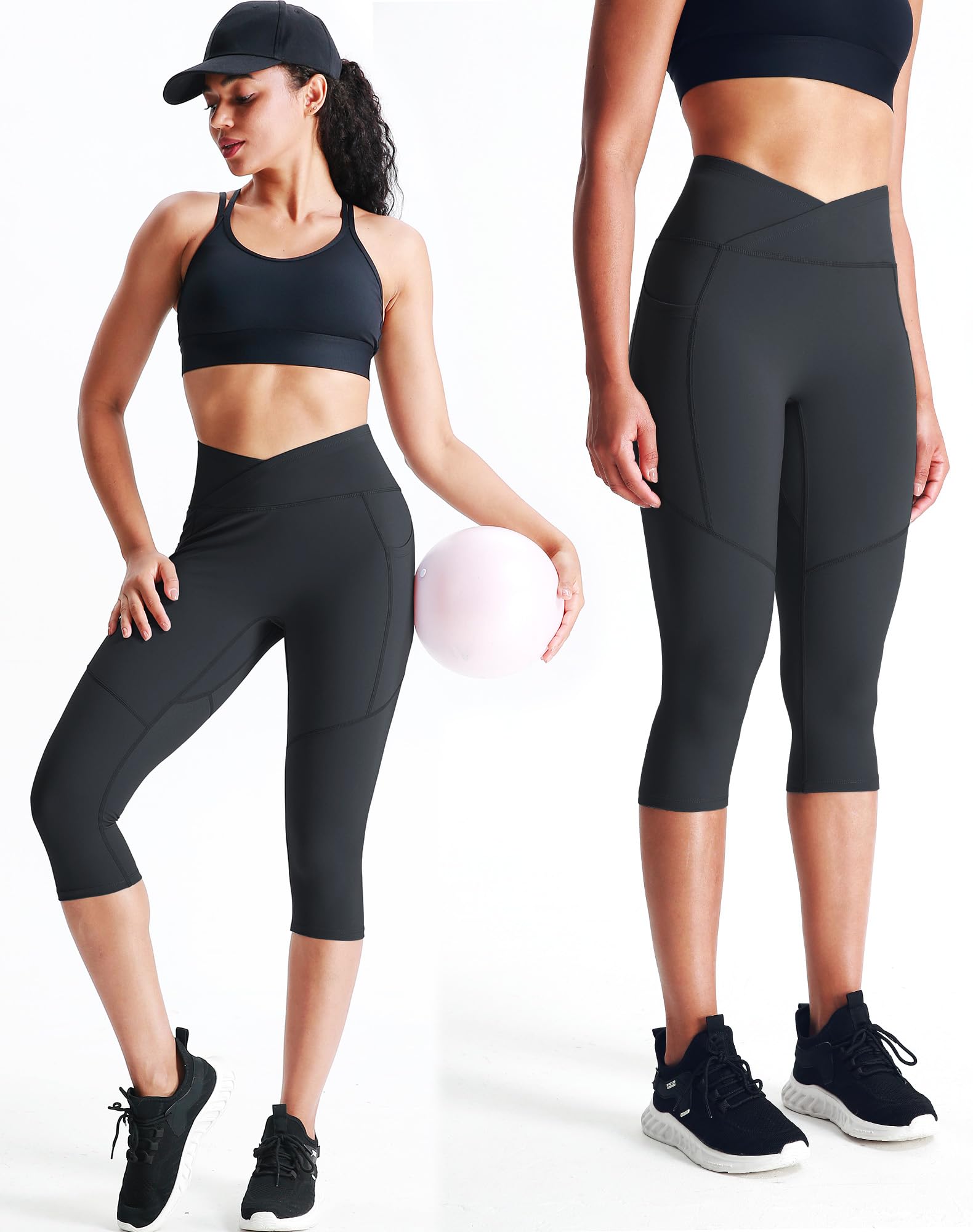 NELEUS Women's Yoga Running Capris Tummy Control High Waist Workout Pants