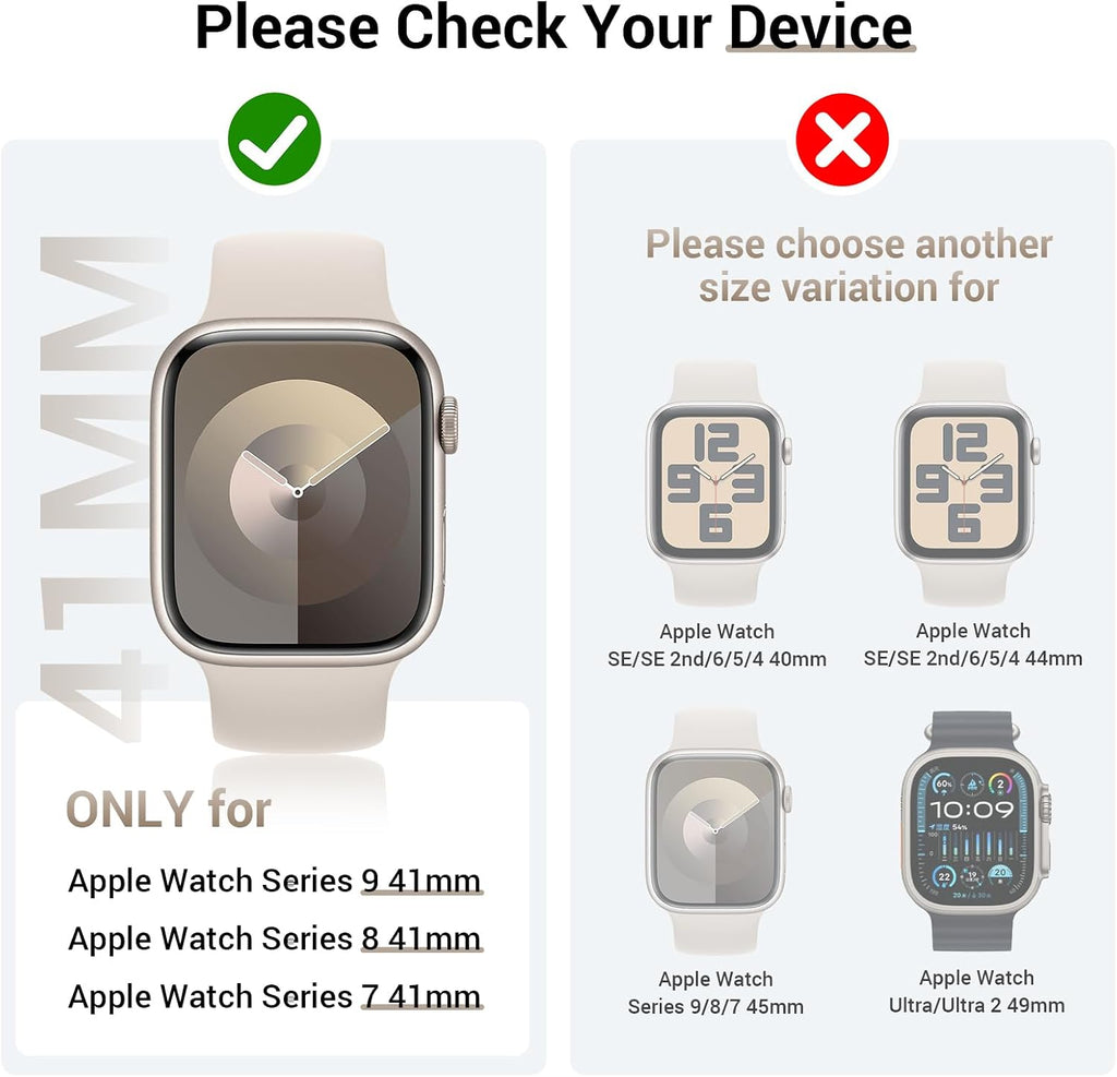 Tensea [3PCS for Apple Watch Screen Protector Case 41mm Series 9/8/7 Accessories, iWatch Protective Face Cover for Women Men, Tempered Glass Film Hard Bumper for iPhone Watch 41 mm