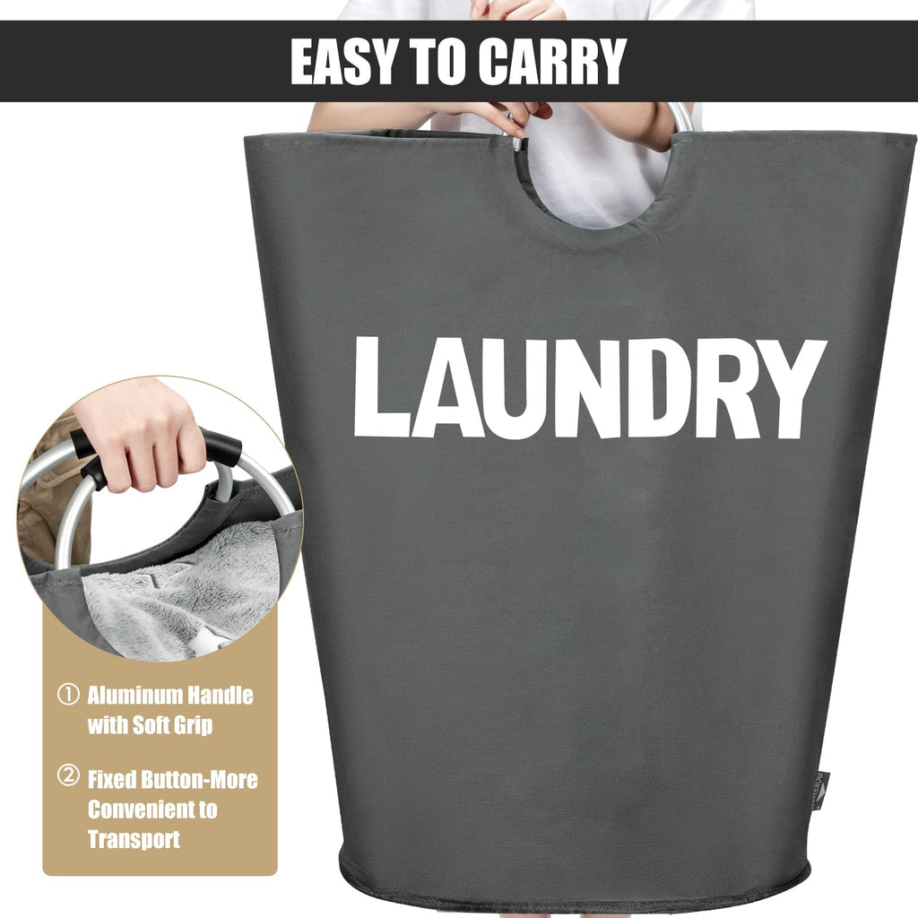DOKEHOM 90L Large Laundry Basket, Collapsible Laundry Bag, Black | Freestanding tall clothes hamper & foldable washing bin. High-capacity clothes storage basket with durable sturdy handles