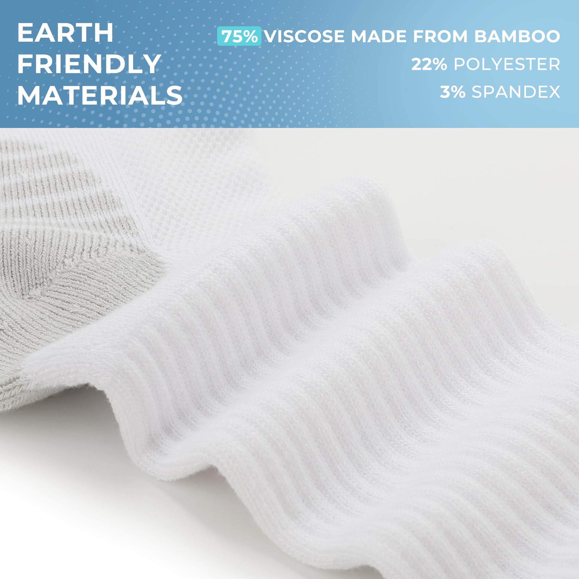 BAMBOO COOL Men's Crew Socks Athletic Running Sports Socks, Cushioned Moisture Wicking, Breathable Arch Support 6 Pack