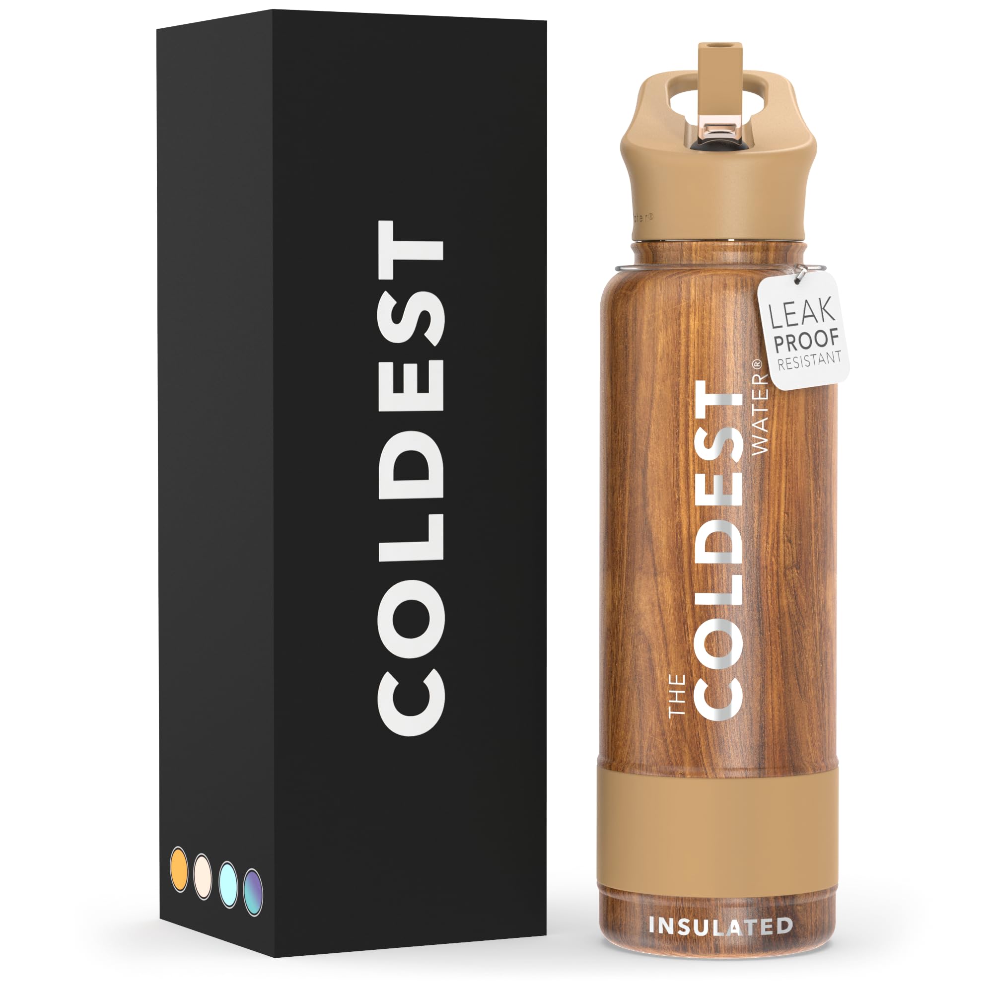 Coldest Insulated Water Bottle with Straw Lid - Stainless Steel Metal Insulated Bottle for Men & Women (Oceanic Green, 32 oz)