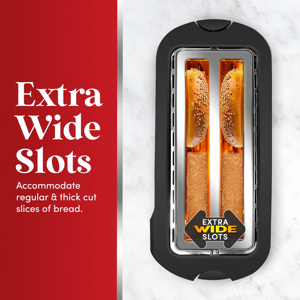 Elite Gourmet ECT5500 4-Slice Long Slot Toaster, Fully Automatic Motorized, Stainless Steel Digital Touchscreen, Extra-Wide Slots, 6 Browning Levels, Bagel, Defrost & Reheat