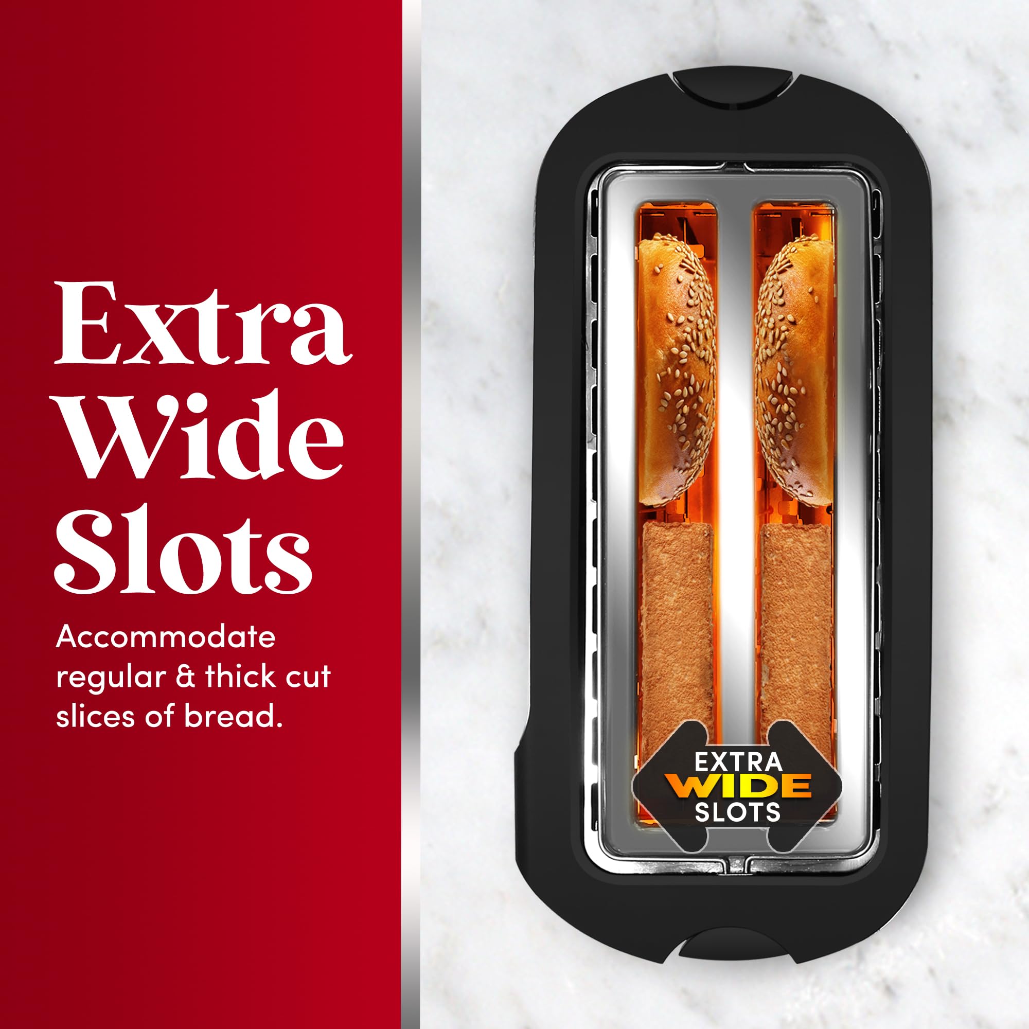 Elite Gourmet ECT5500 4-Slice Long Slot Toaster, Fully Automatic Motorized, Stainless Steel Digital Touchscreen, Extra-Wide Slots, 6 Browning Levels, Bagel, Defrost & Reheat