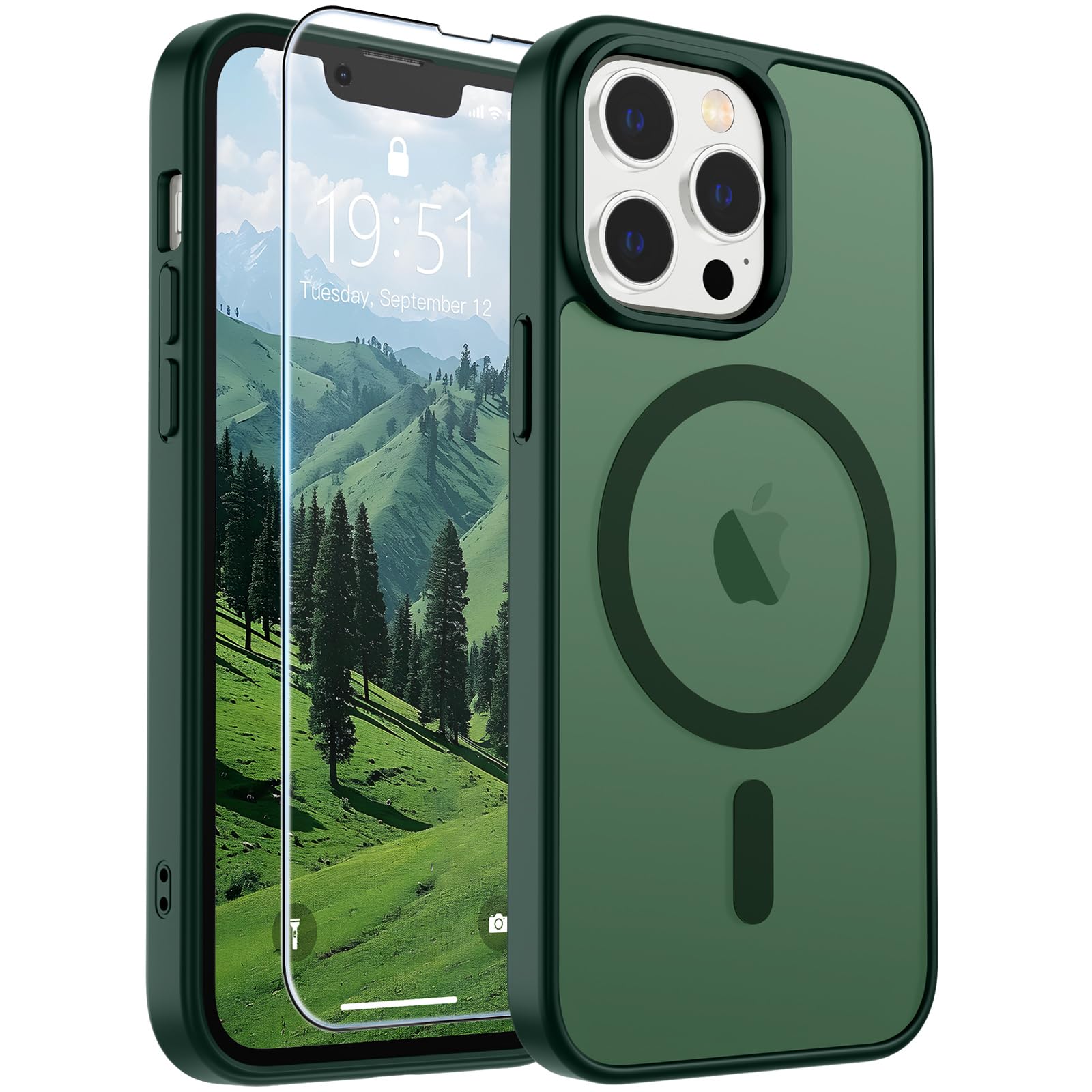 SUPFINE Magnetic for iPhone 17 Pro Max Case with Screen Protector (Compatible with MagSafe)(Military Grade Drop Protection) Translucent Matte Phone Cover,Dark Blue