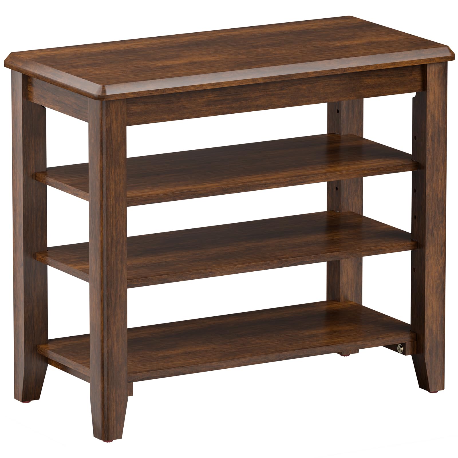 Taitiy Shoe Bench Storage Rubberwood with Leather Cushion for Entryway Bench Ideal for Hallways Shoe Rack Front Doors Entrances Mudrooms Featuring 3 Height-Adjustable and Removable Shelves