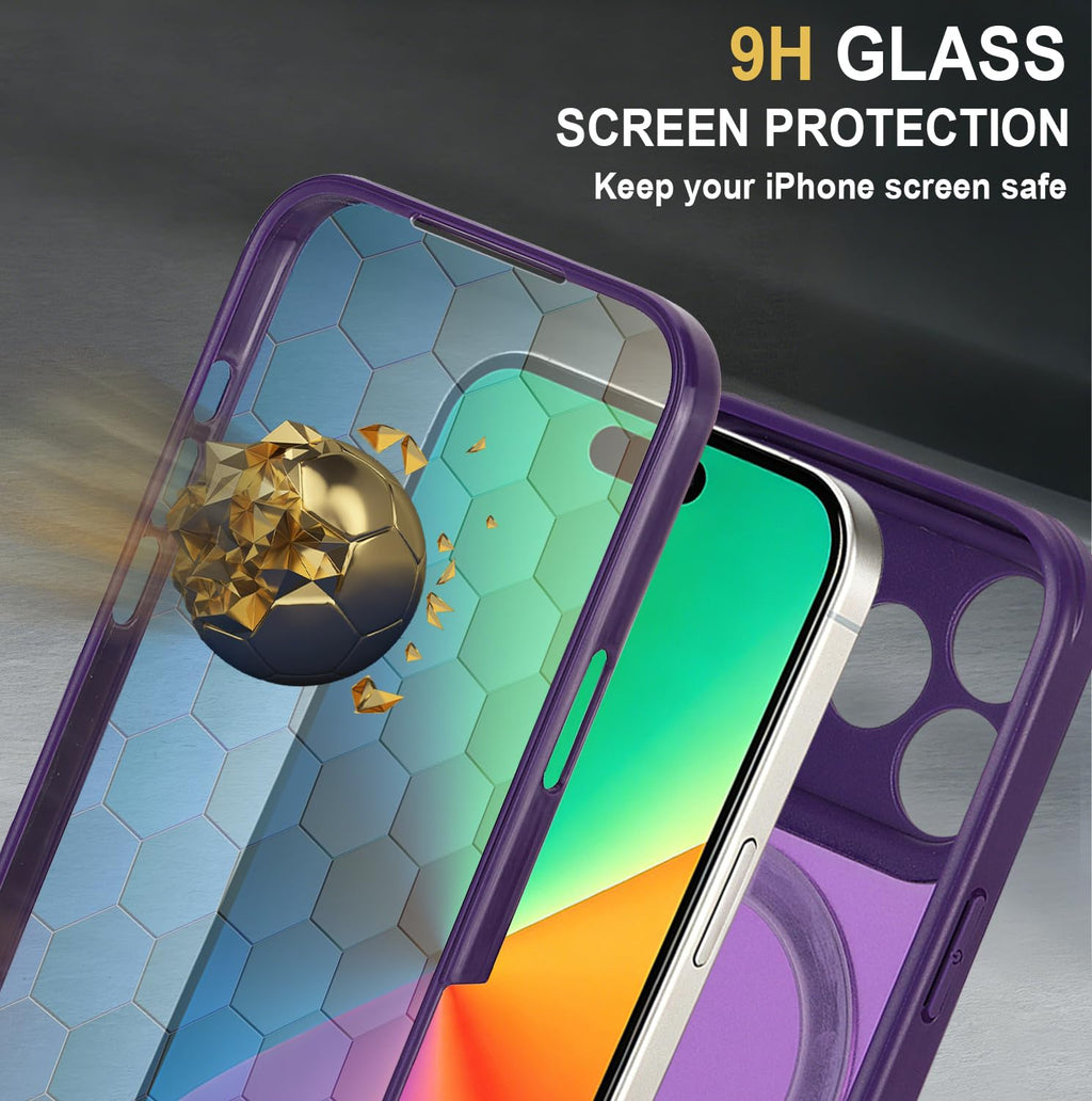 for iPhone 17 Pro Max Case Compatible with MagSafe Full-Body Magnetic Phone Case with Built-in Tempered Glass Screen Protector& Stand for iPhone17 Pro Max Cover, Orange